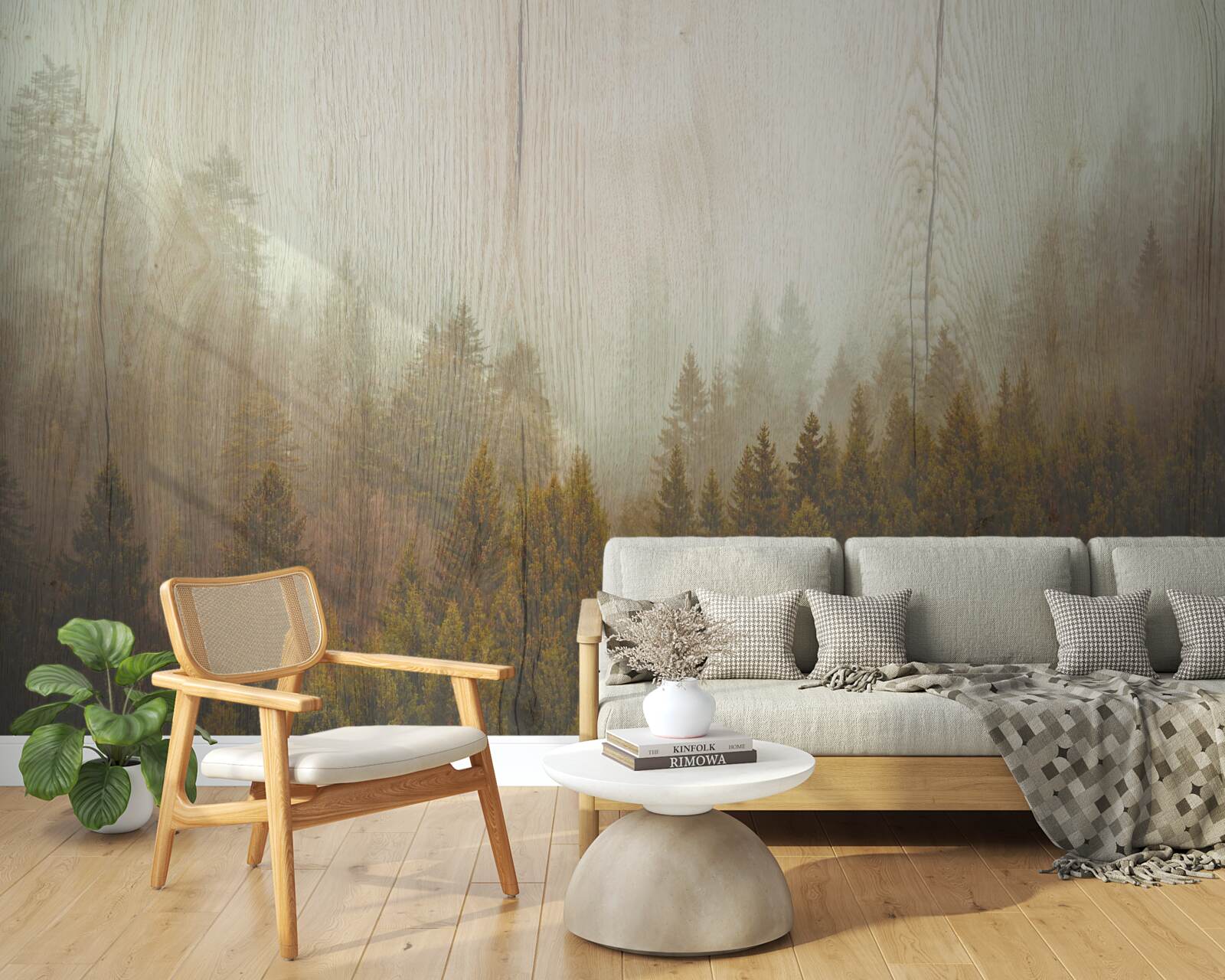 Fotobehang mistig bos in de herfst