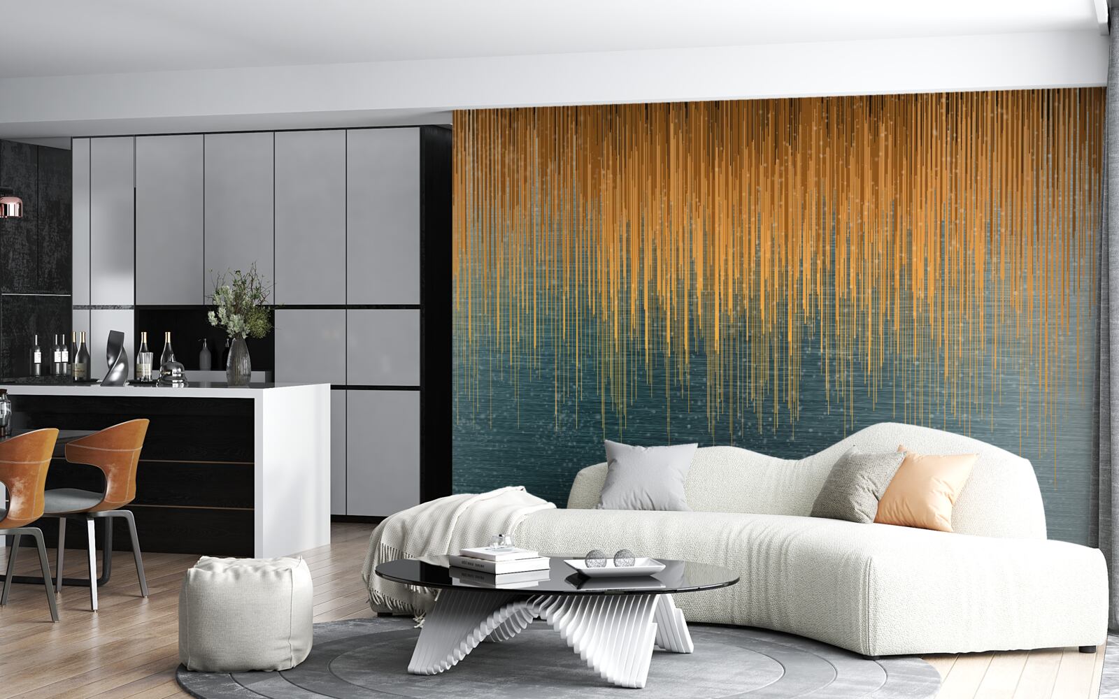 Fotobehang wilgentakken in herfstkleed boven het wateroppervlak