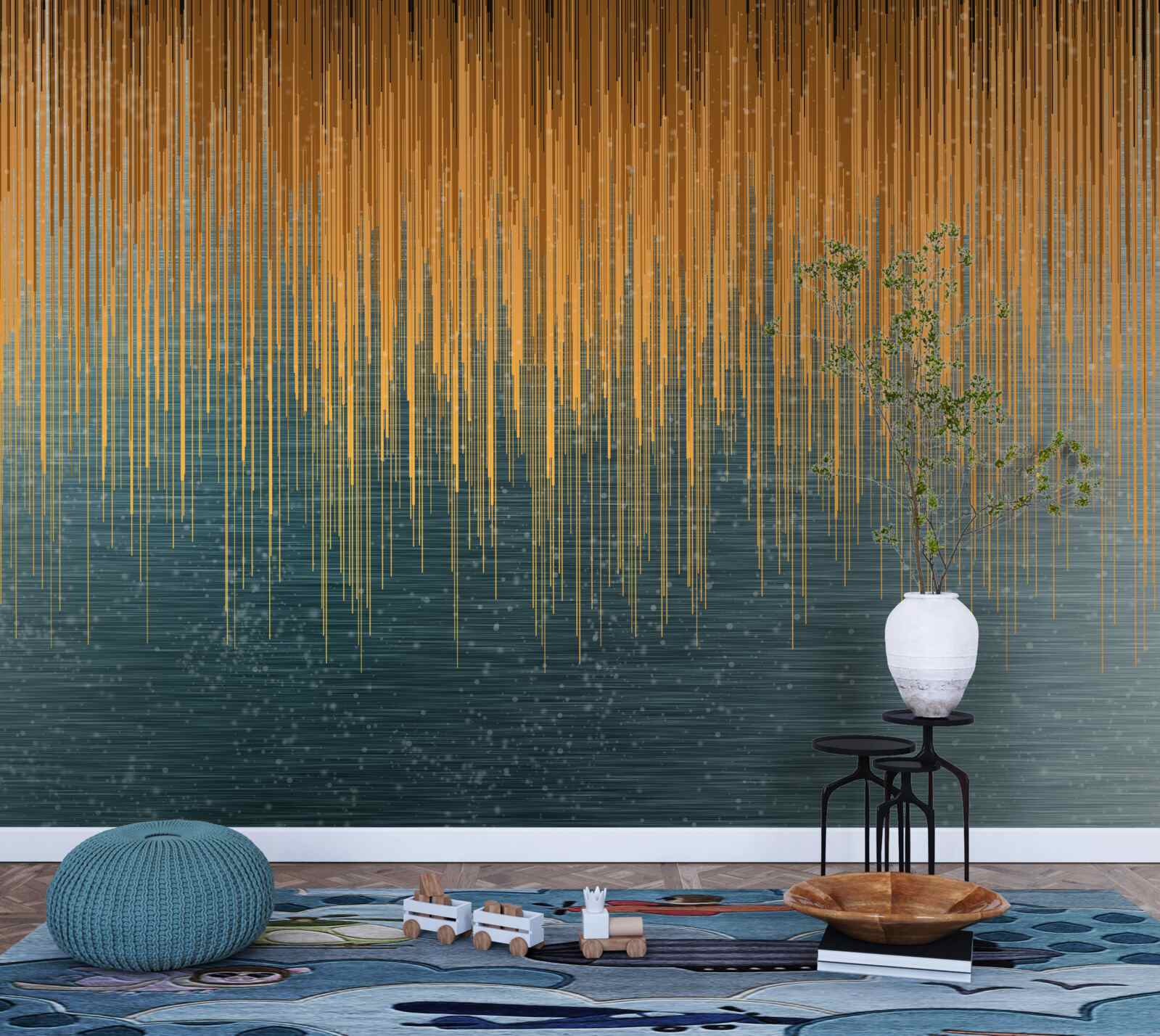 Fotobehang wilgentakken in herfstkleed boven het wateroppervlak