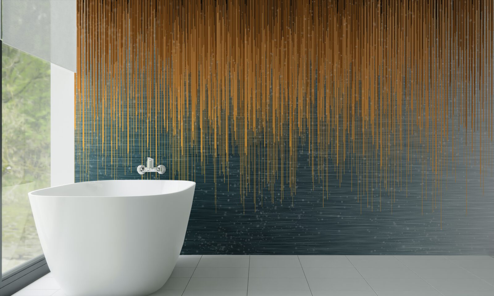 Fotobehang wilgentakken in herfstkleed boven het wateroppervlak