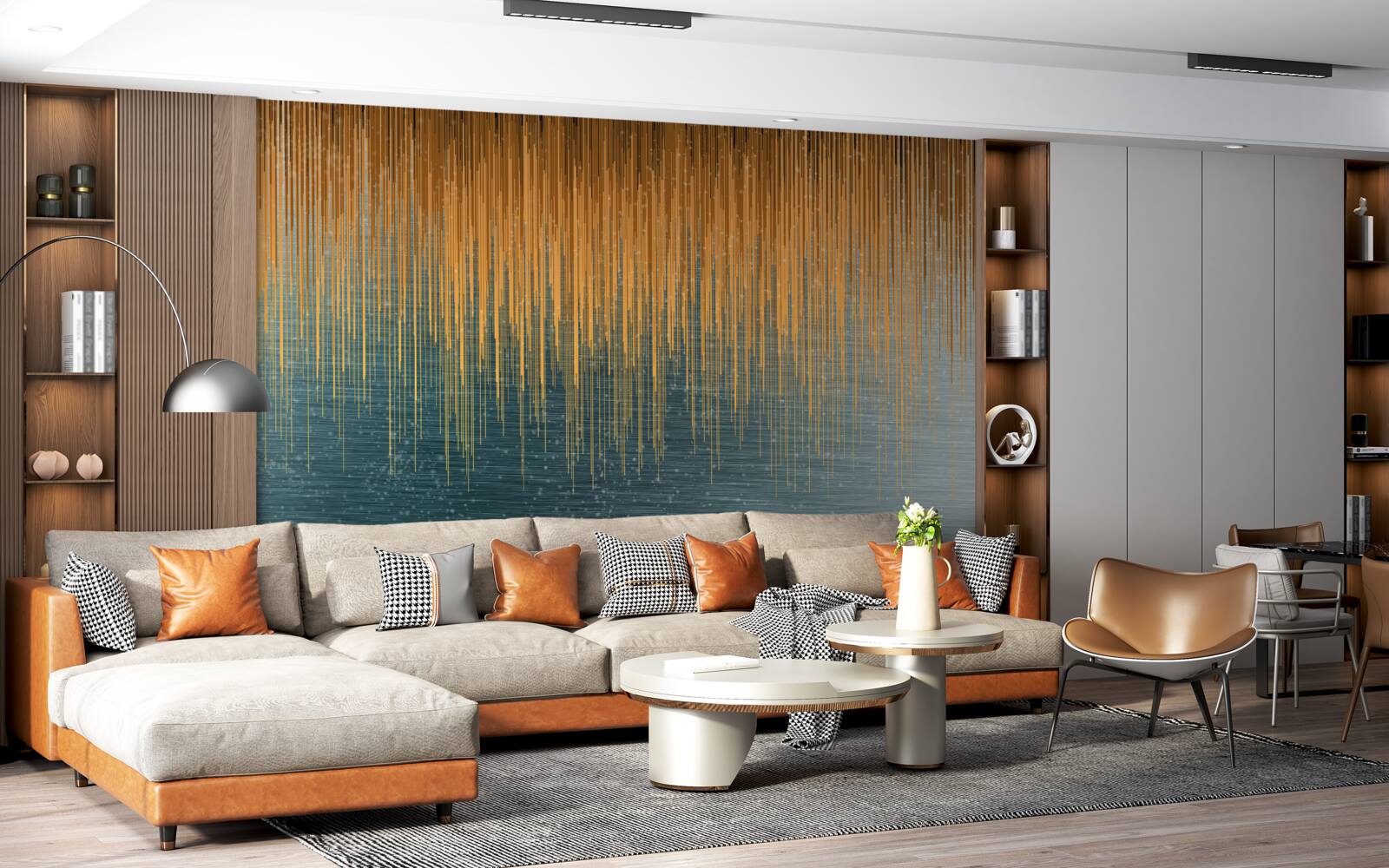 Fotobehang wilgentakken in herfstkleed boven het wateroppervlak