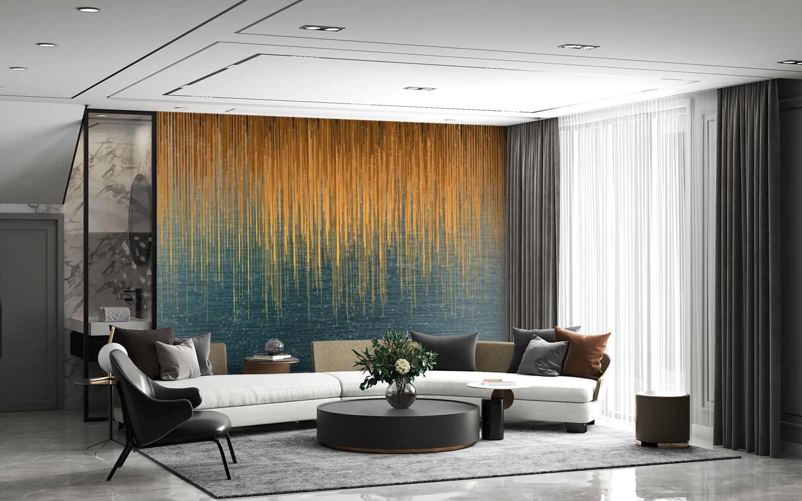 Fotobehang wilgentakken in herfstkleed boven het wateroppervlak