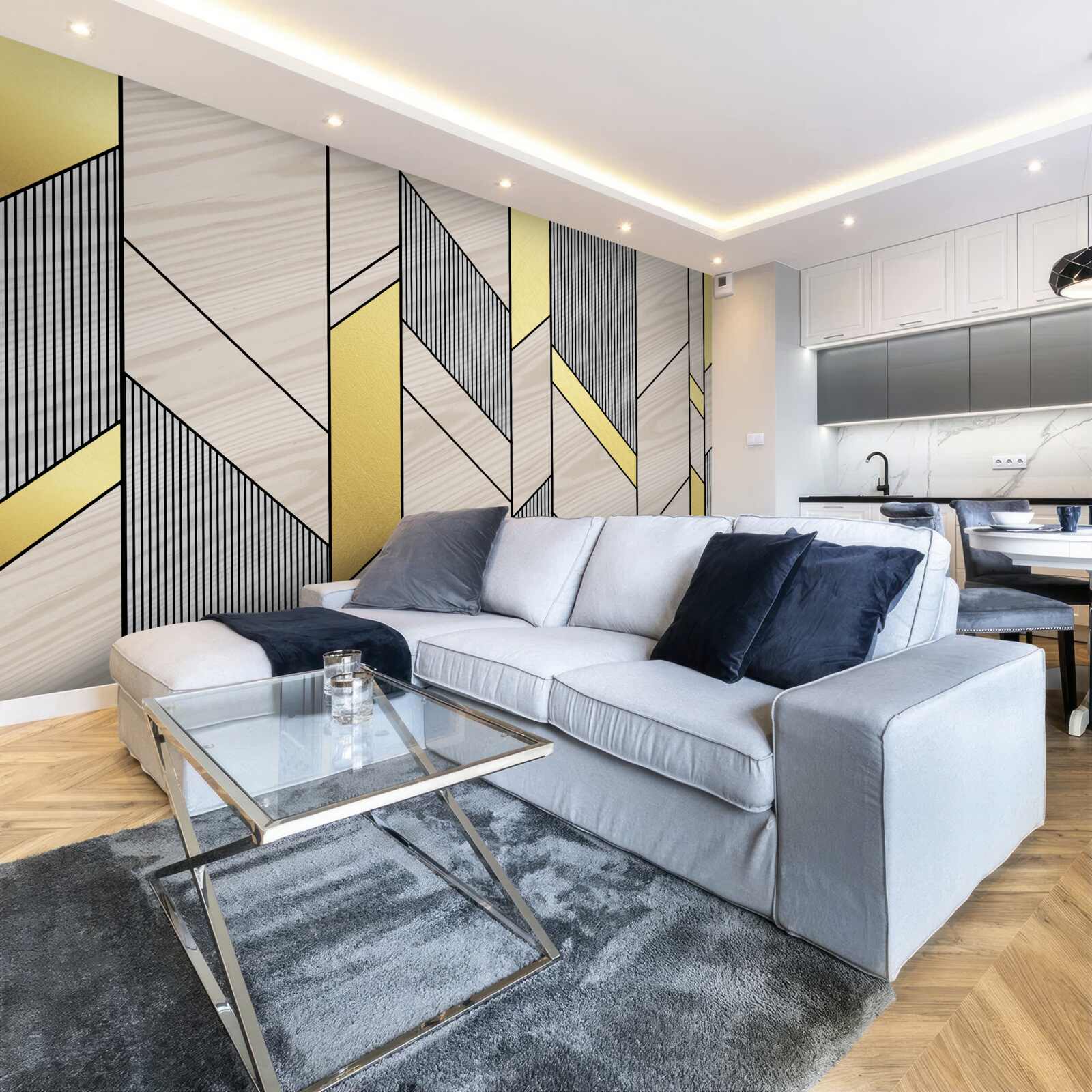 Fotobehang gouden verticale lgolijnen