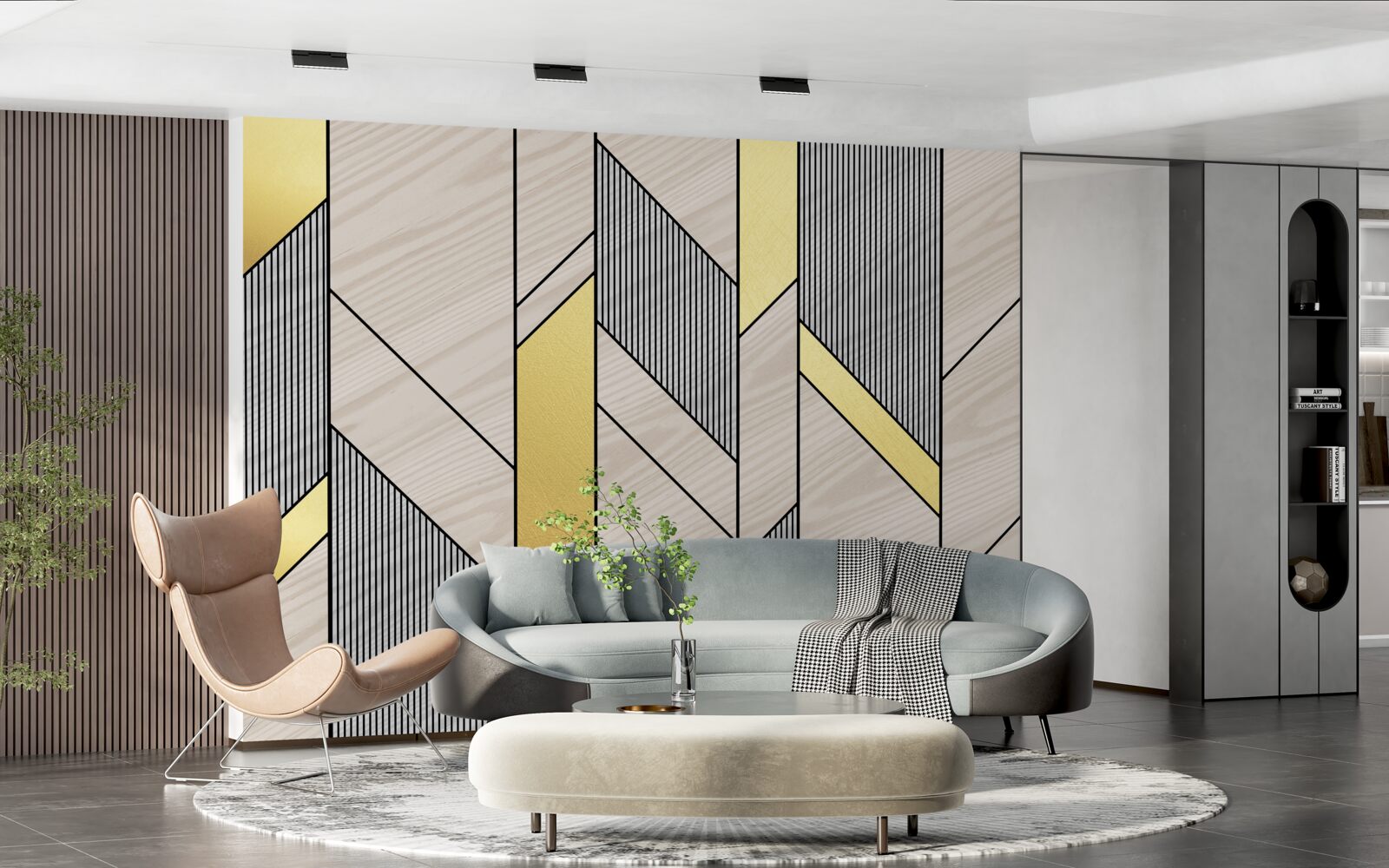 Fotobehang gouden verticale lgolijnen