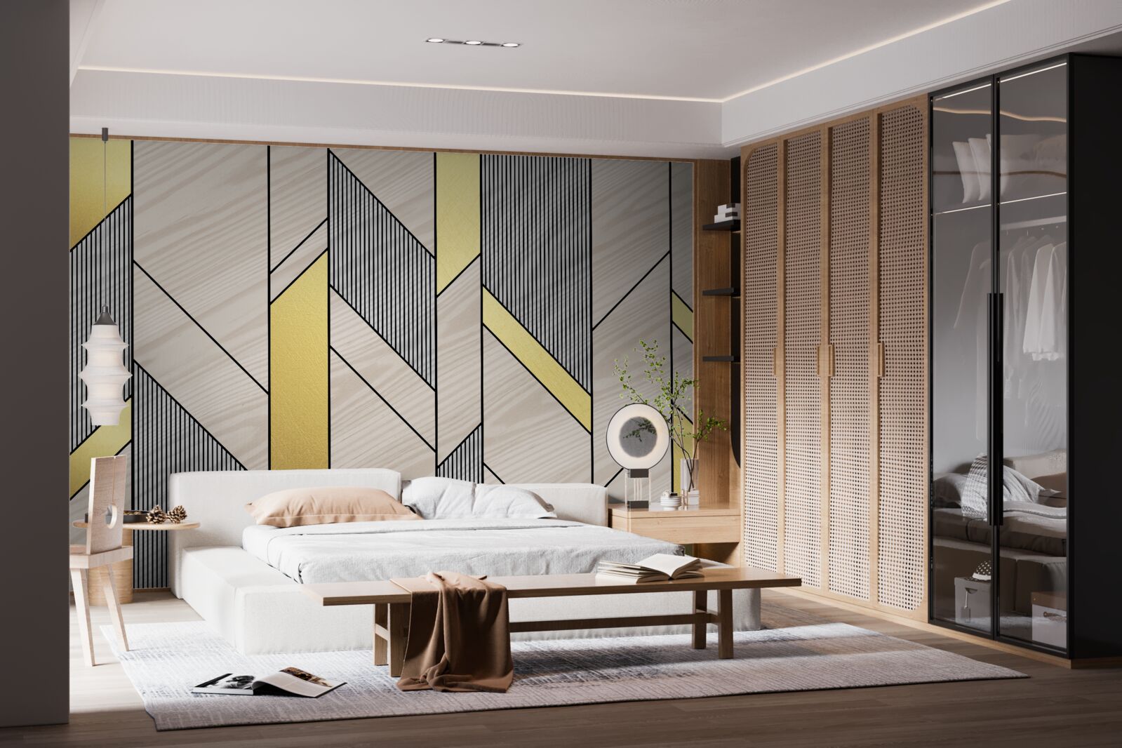 Fotobehang gouden verticale lgolijnen