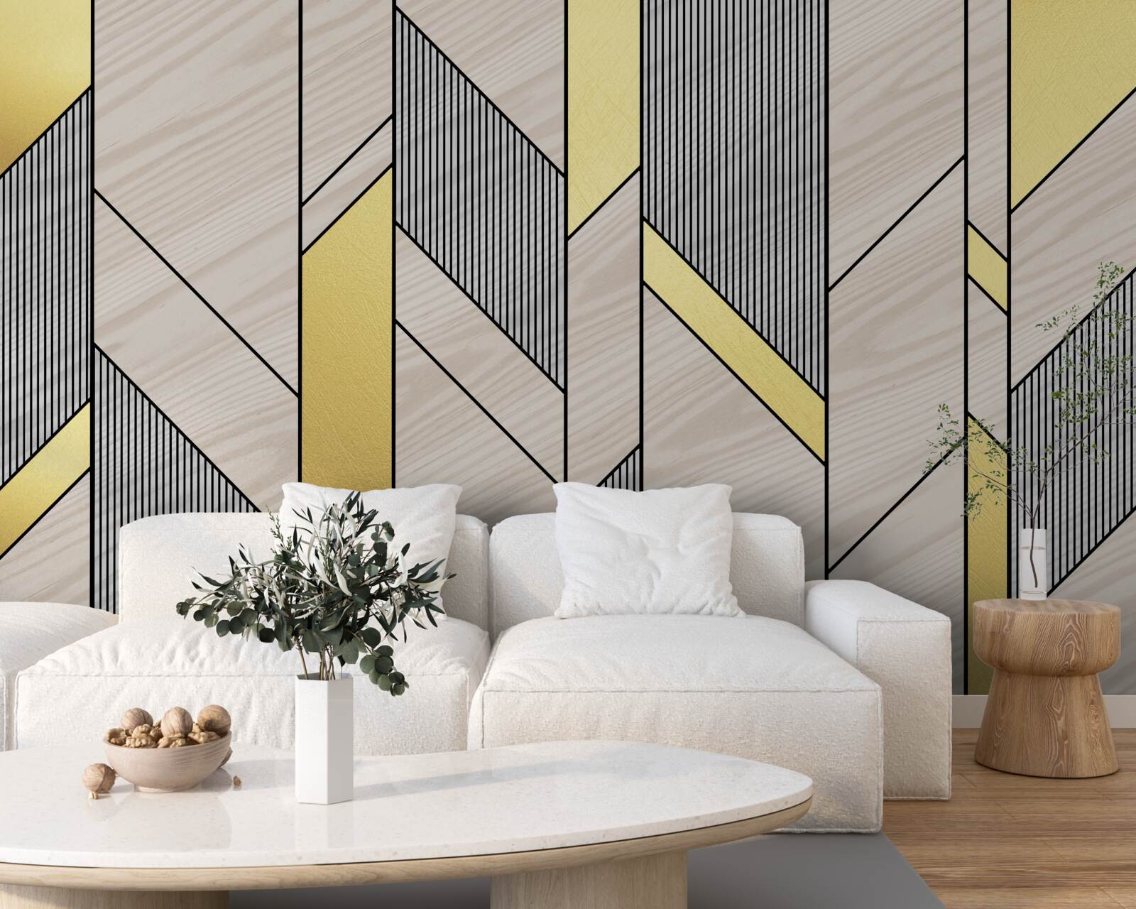 Fotobehang gouden verticale lgolijnen