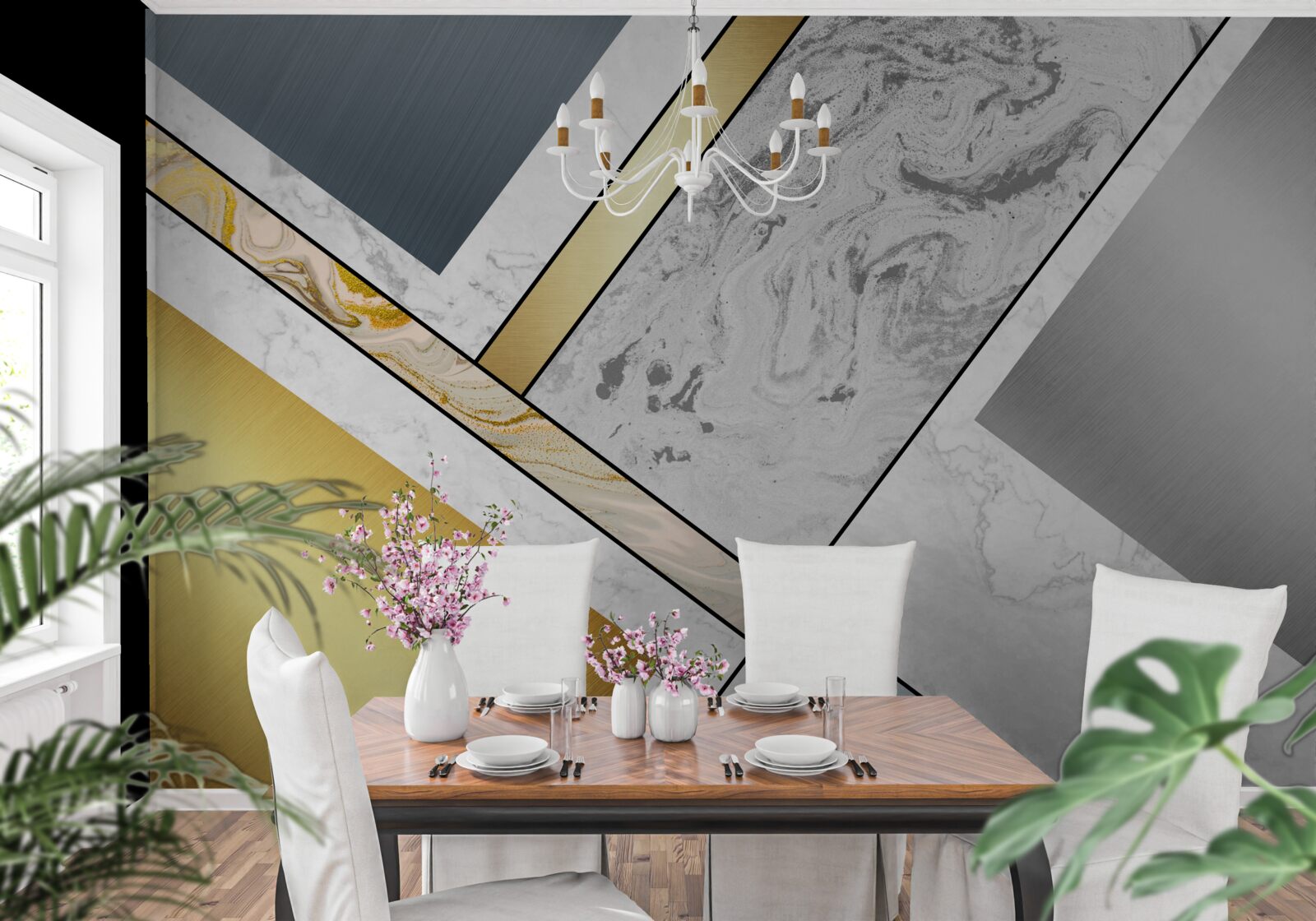 Fotobehang combinatie van verschillende soorten marmer