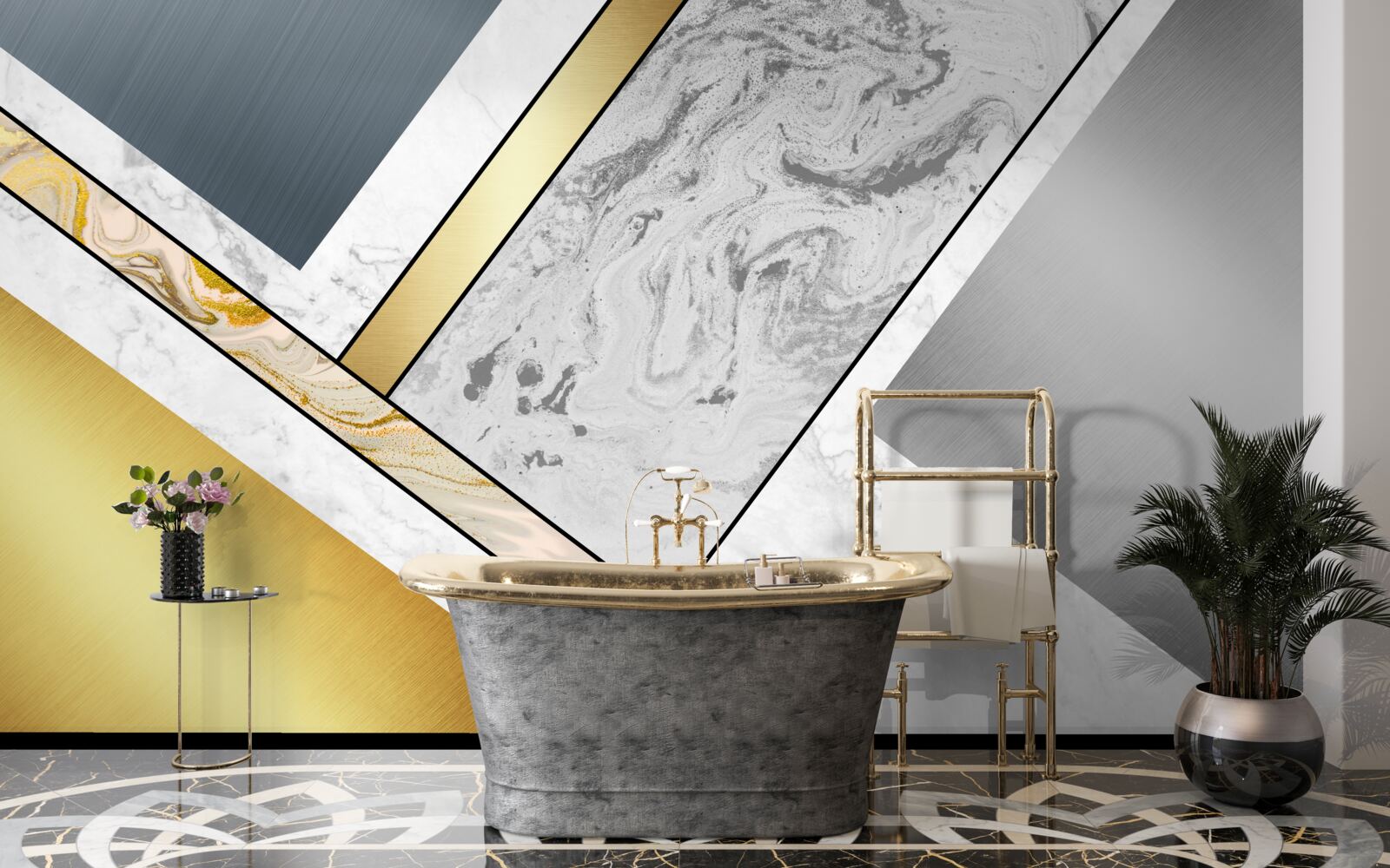 Fotobehang combinatie van verschillende soorten marmer