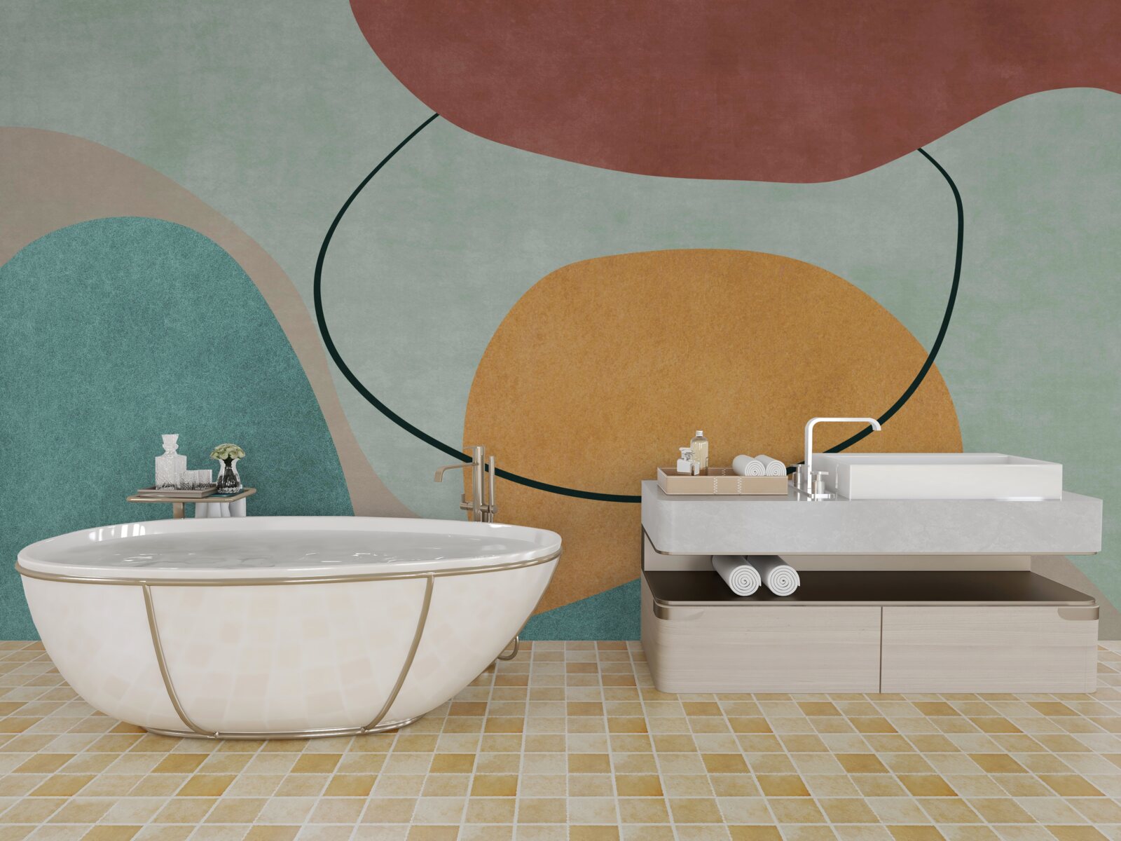 Fotobehang water absorbeert de vertrekkende zon