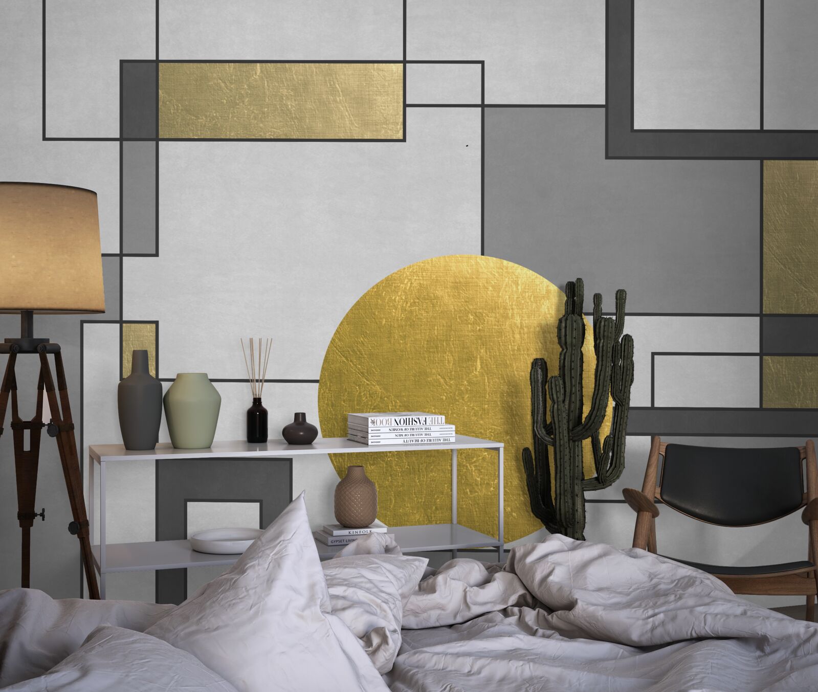 Fotobehang gouden wereldbol op zijn plaats