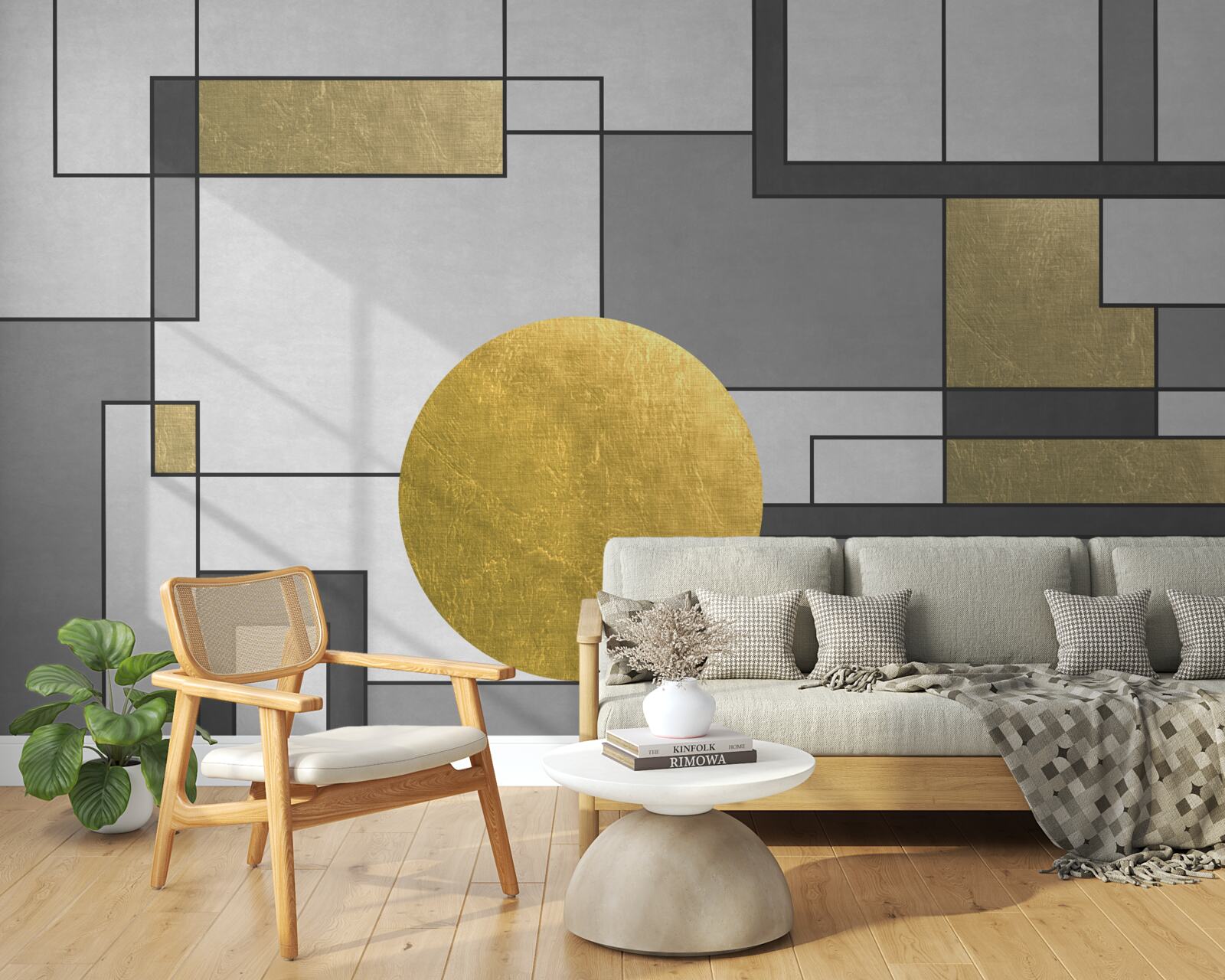 Fotobehang gouden wereldbol op zijn plaats