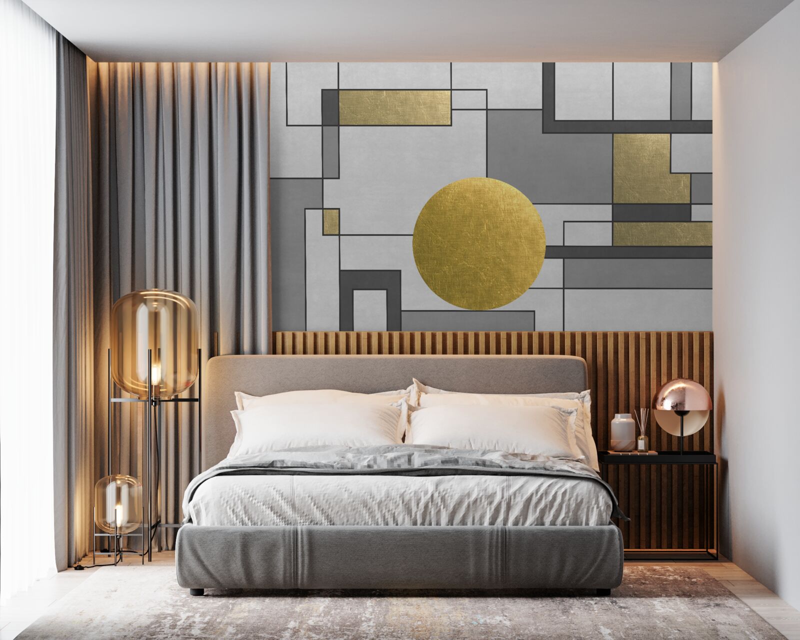 Fotobehang gouden wereldbol op zijn plaats