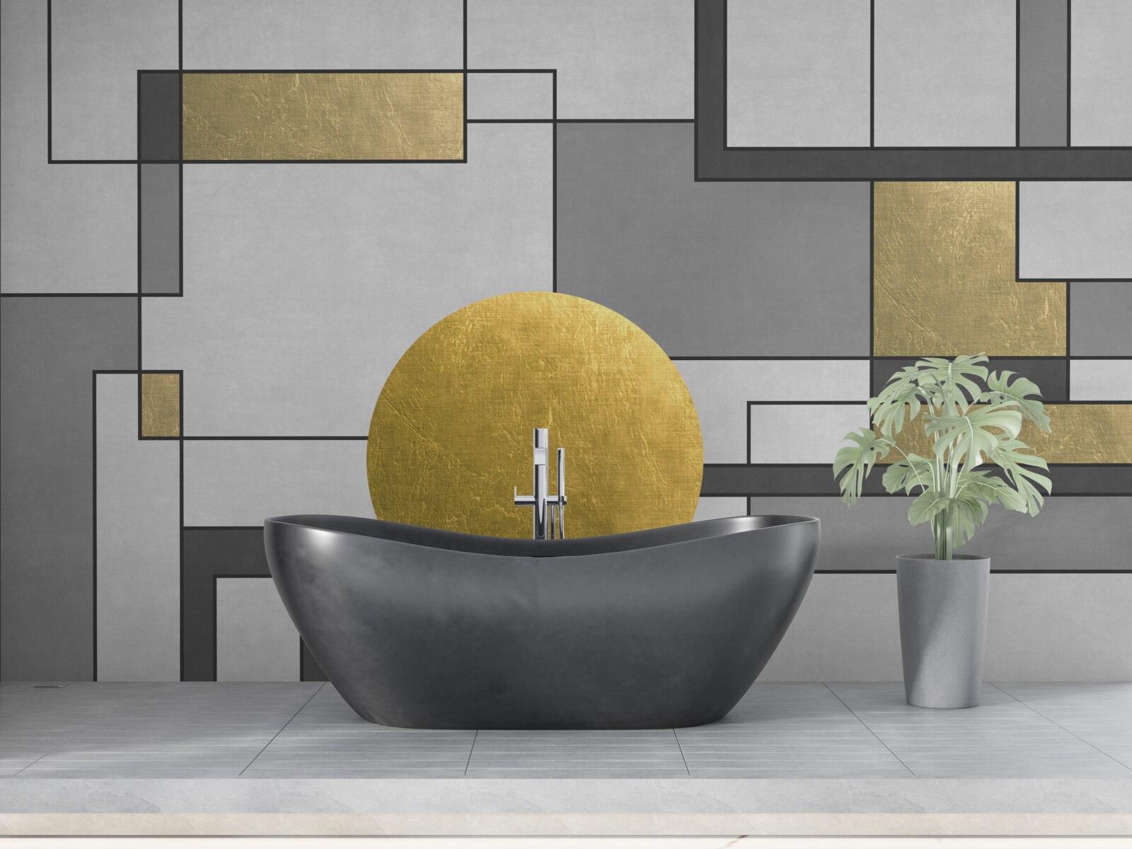 Fotobehang gouden wereldbol op zijn plaats