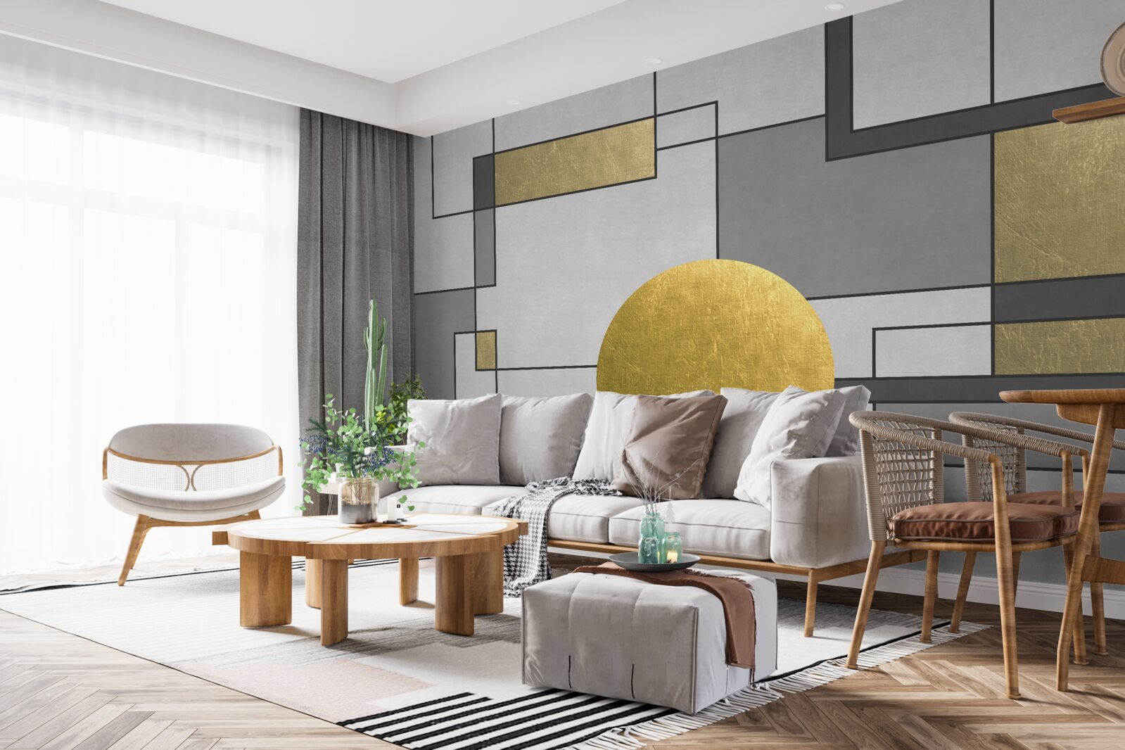 Fotobehang gouden wereldbol op zijn plaats