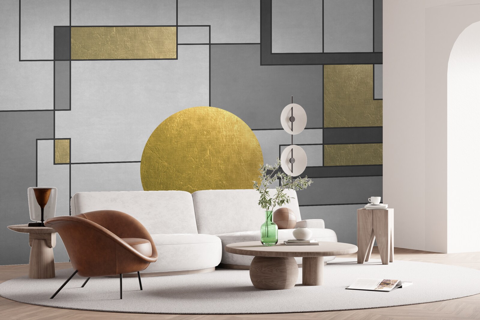 Fotobehang gouden wereldbol op zijn plaats