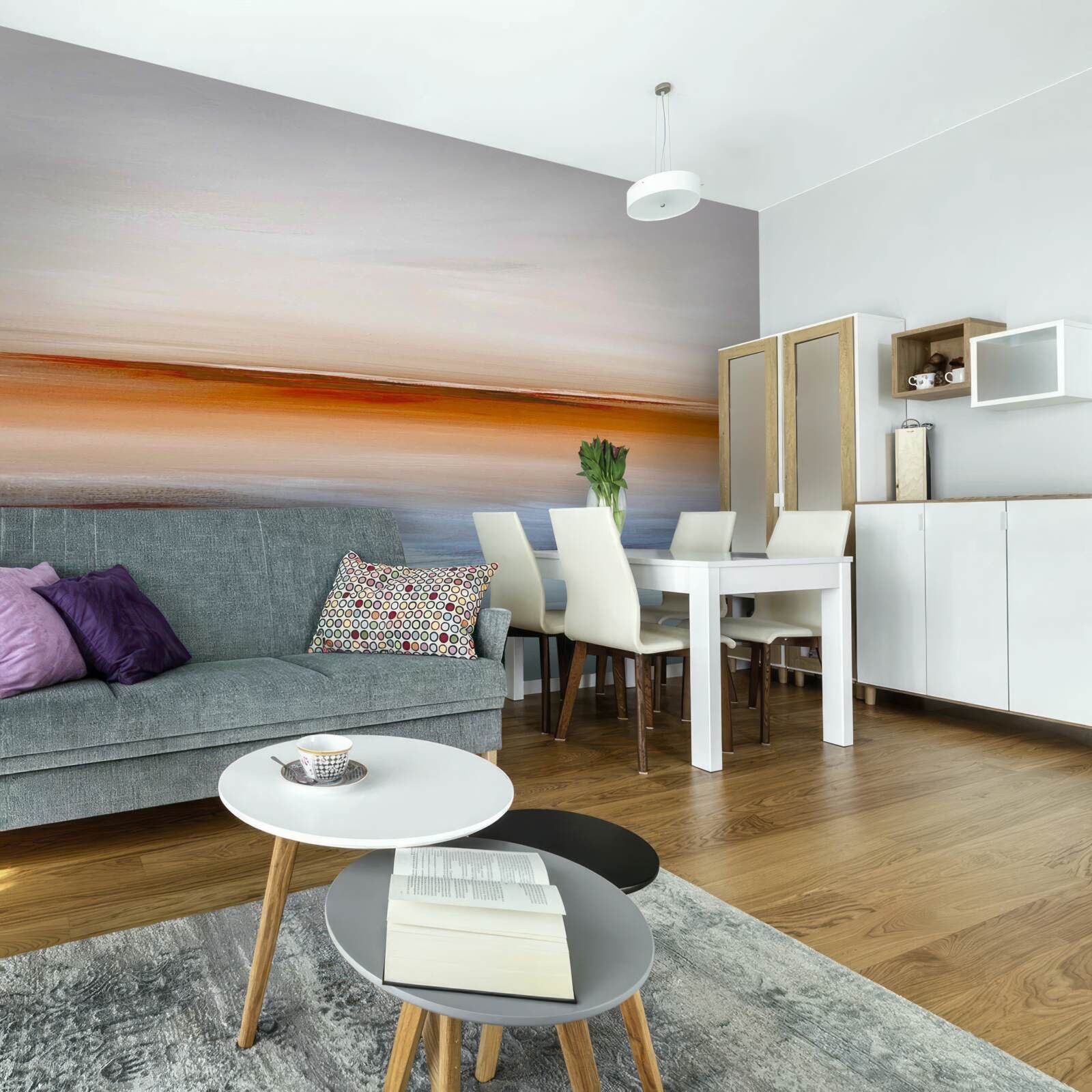 Fotobehang kalmte op de rivier onder de avondzon