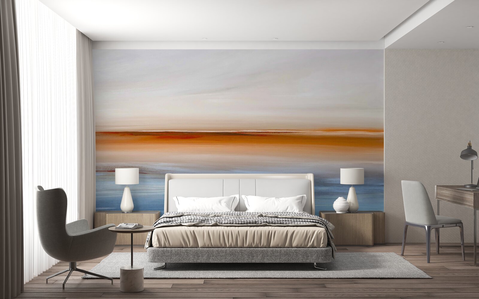 Fotobehang kalmte op de rivier onder de avondzon