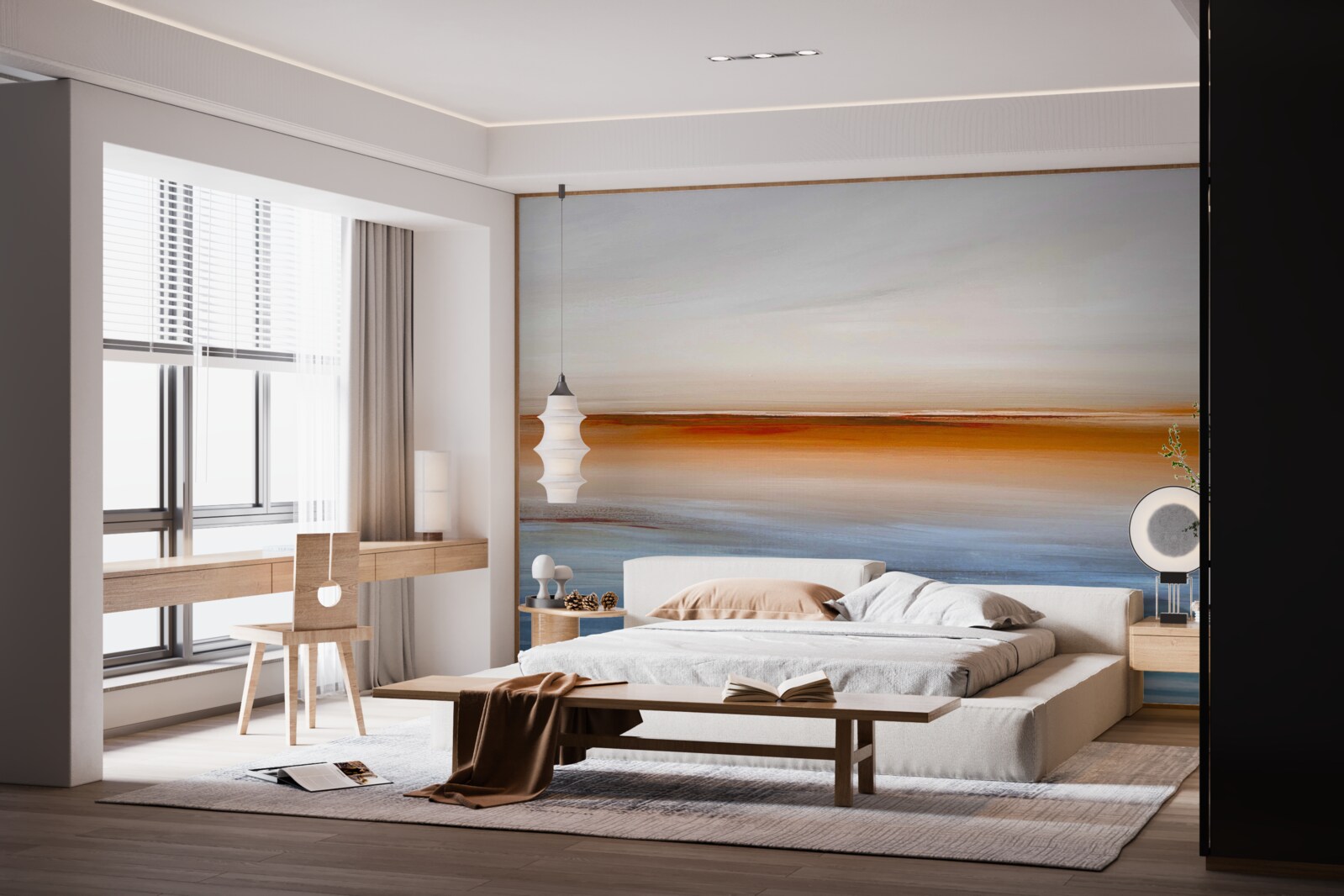 Fotobehang kalmte op de rivier onder de avondzon