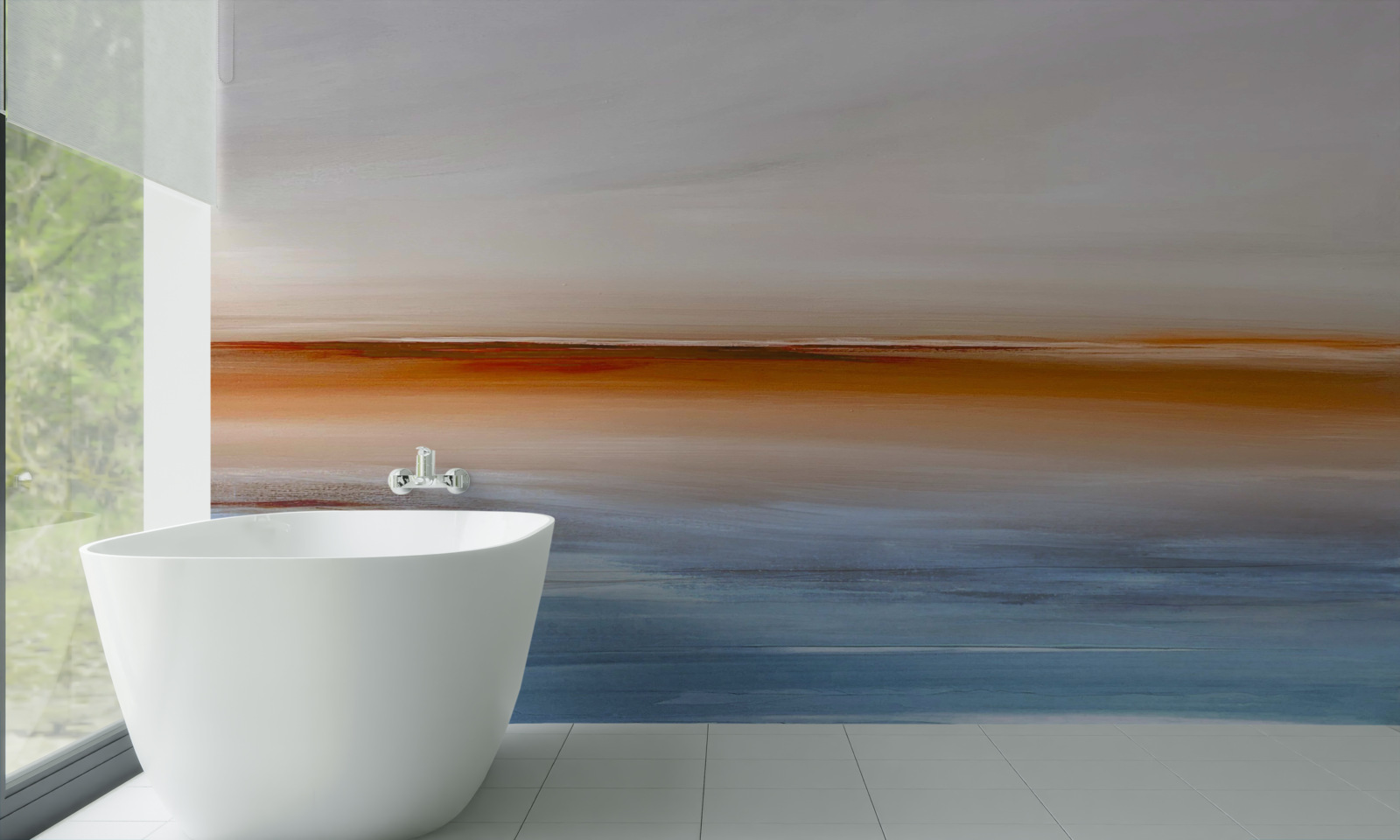 Fotobehang kalmte op de rivier onder de avondzon