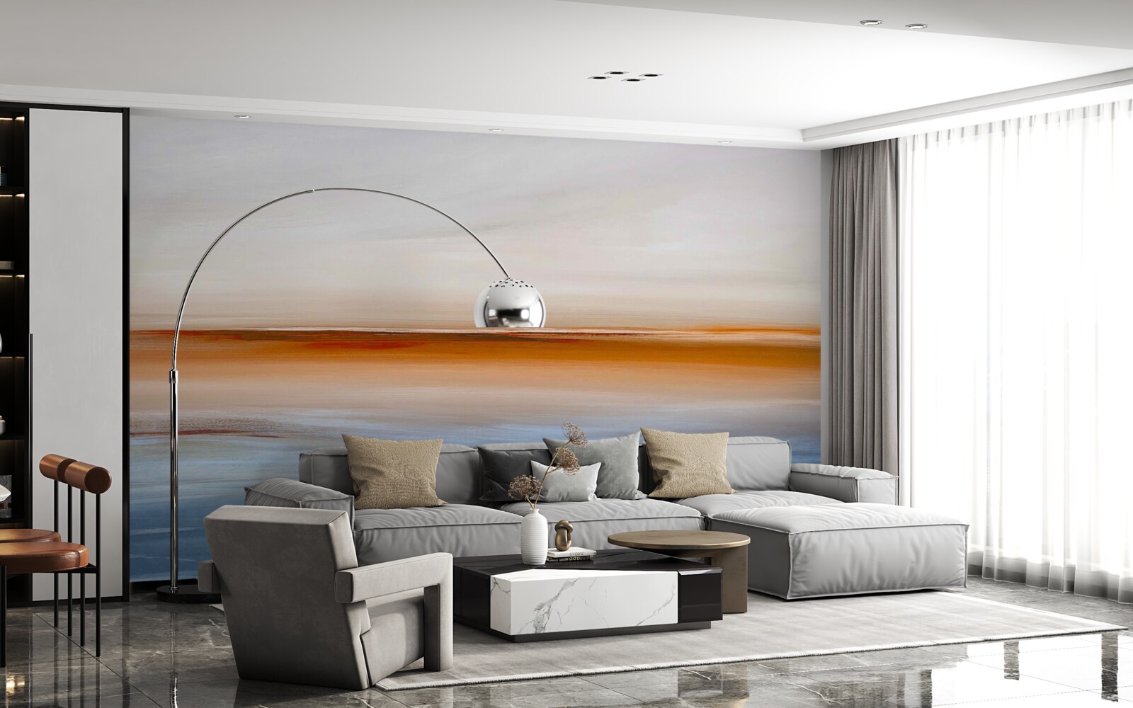 Fotobehang kalmte op de rivier onder de avondzon