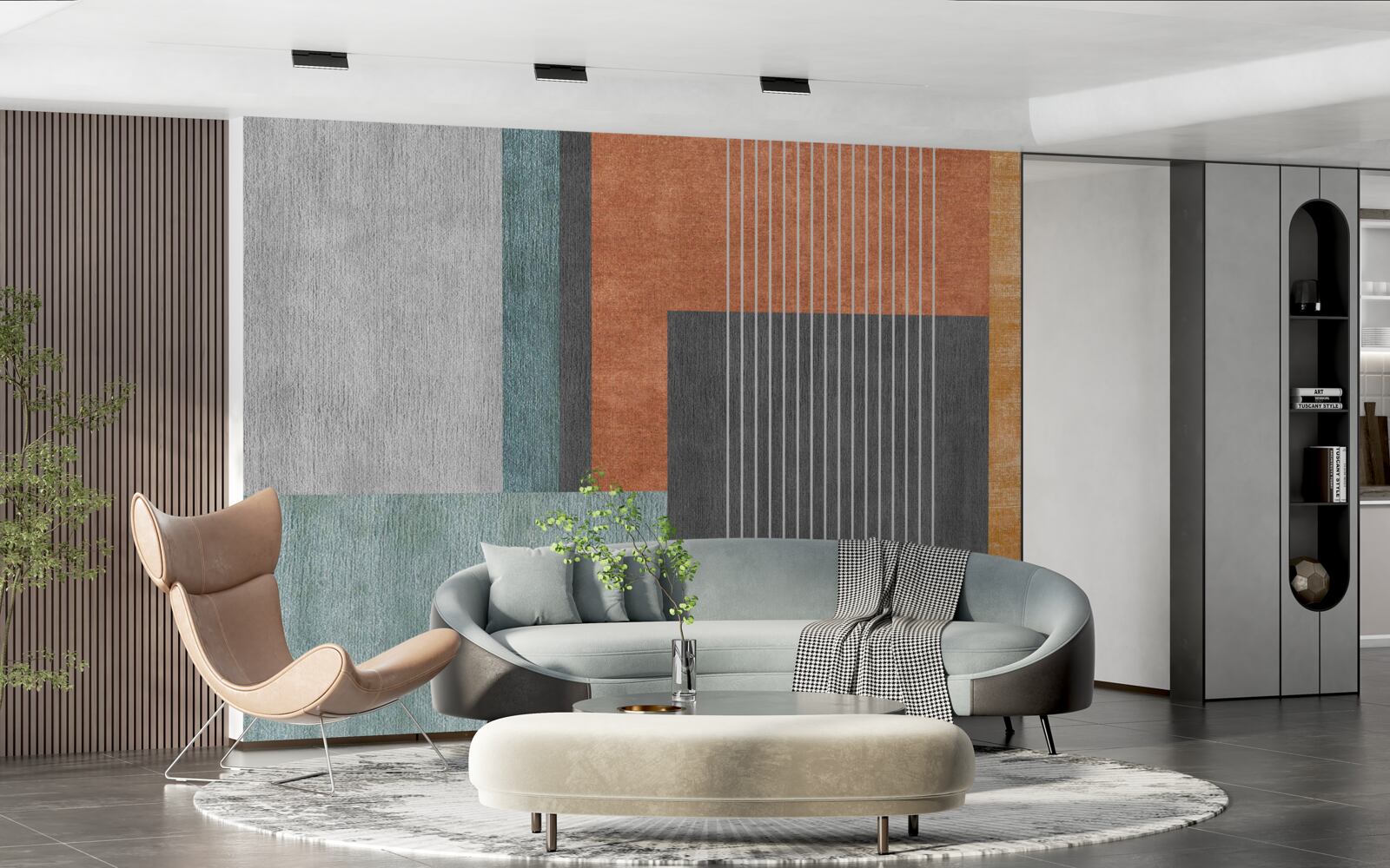 Fotobehang rechthoeken in pasteltinten en verticaal georiënteerde lijnen