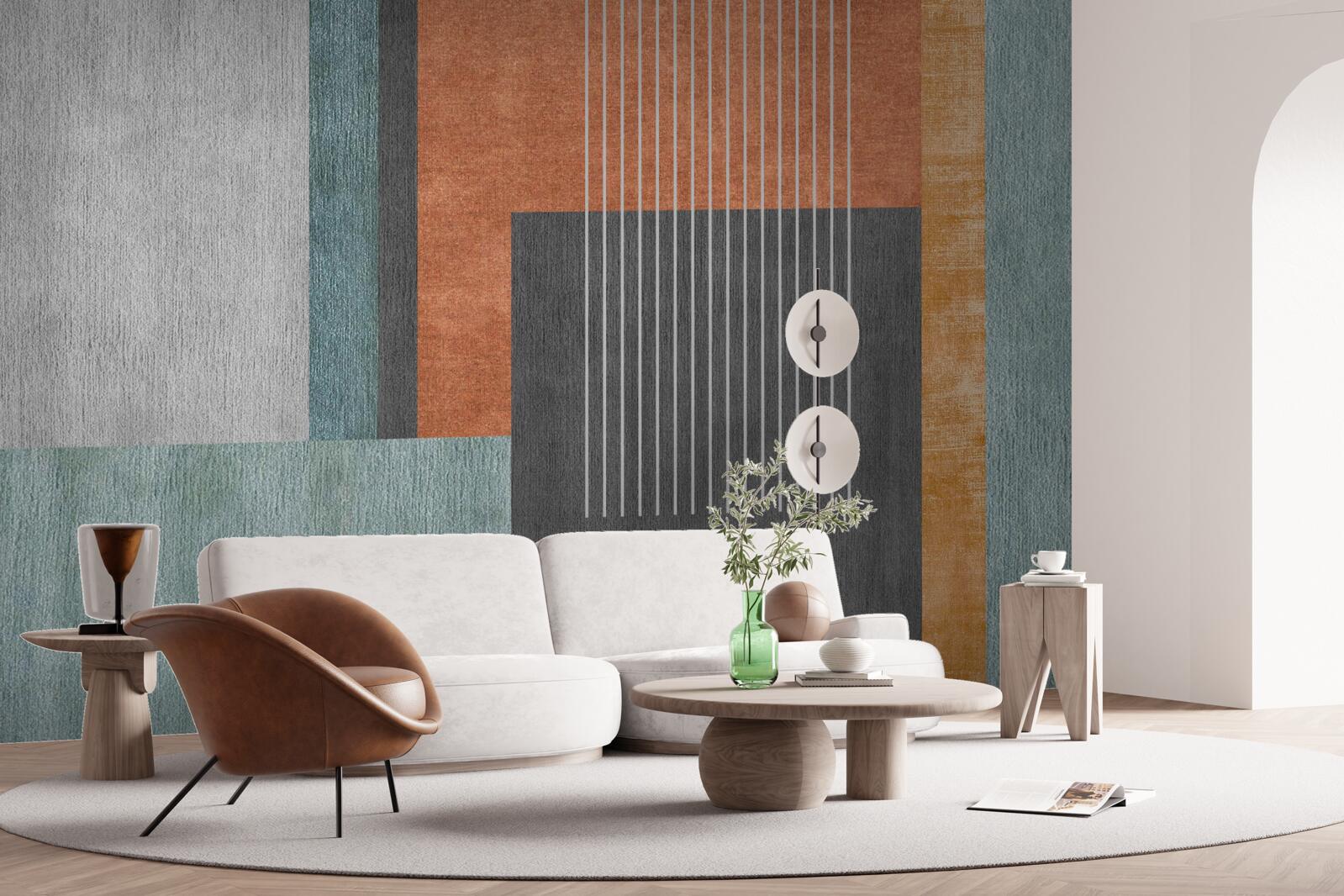 Fotobehang rechthoeken in pasteltinten en verticaal georiënteerde lijnen