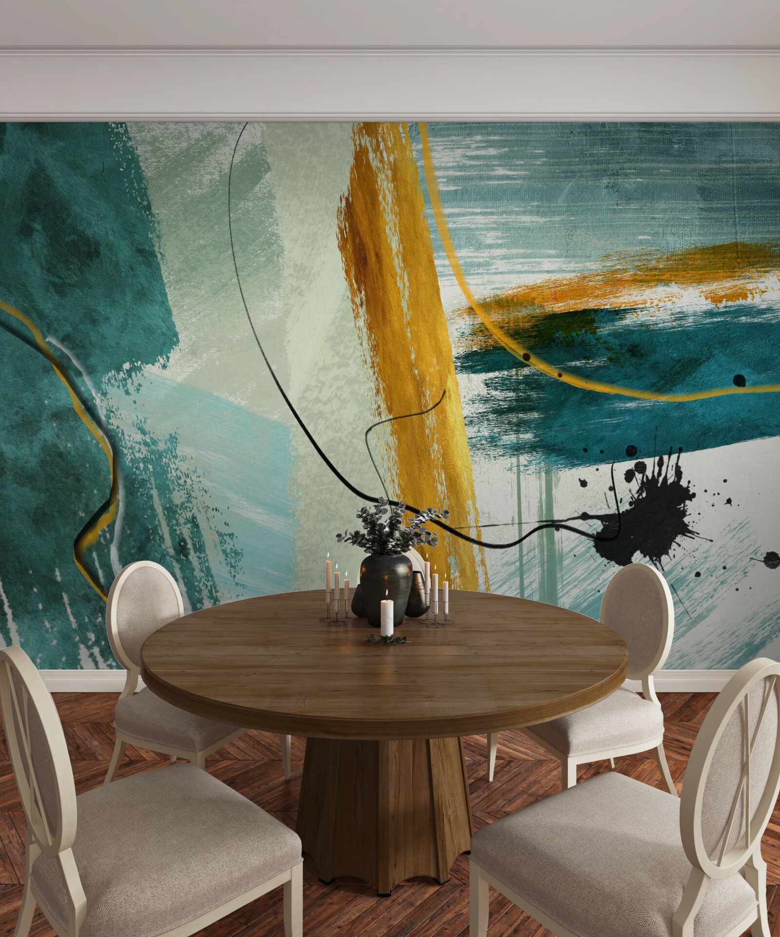 Fotobehang abstract beeld van moderniteit op een blauwe achtergrond