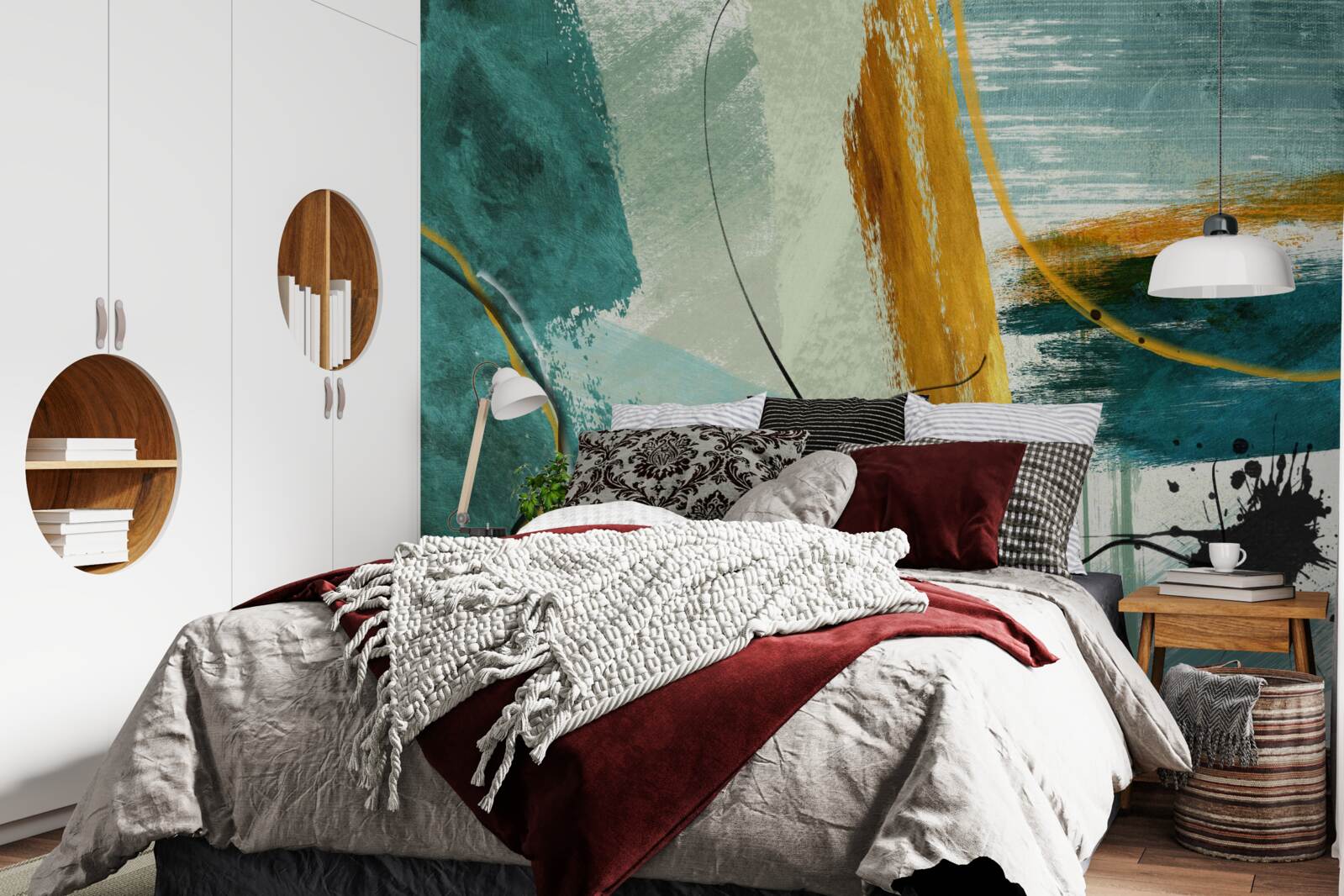 Fotobehang abstract beeld van moderniteit op een blauwe achtergrond