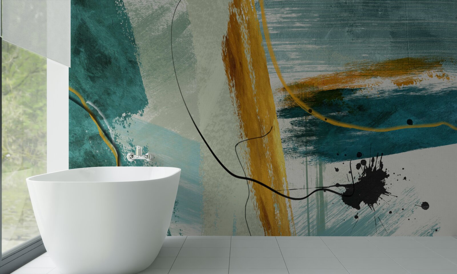 Fotobehang abstract beeld van moderniteit op een blauwe achtergrond