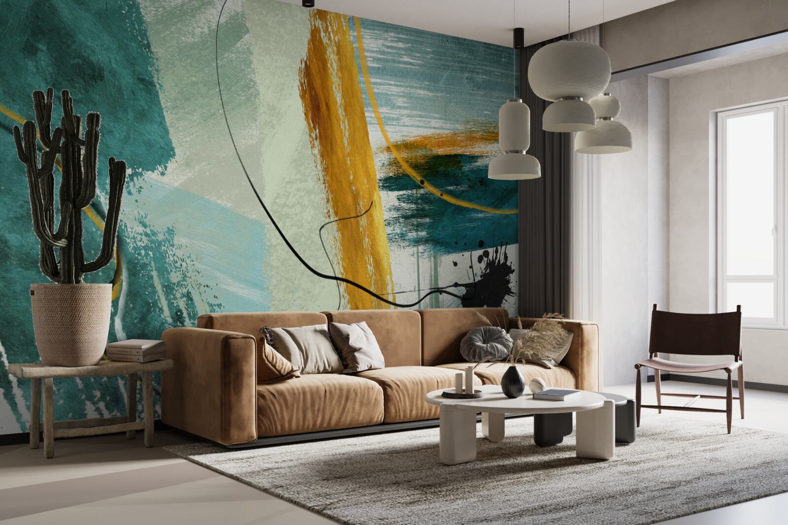 Fotobehang abstract beeld van moderniteit op een blauwe achtergrond