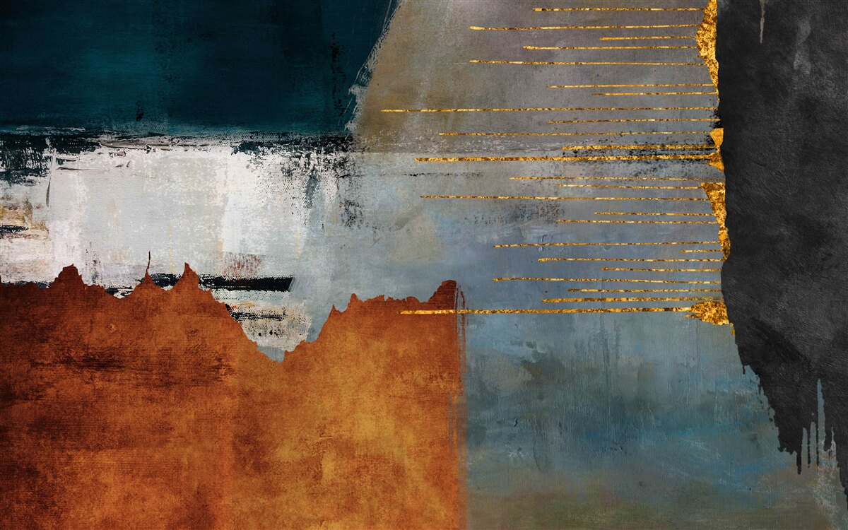 Fotobehang de gekleurde achtergrond is versierd met gouden lijnen