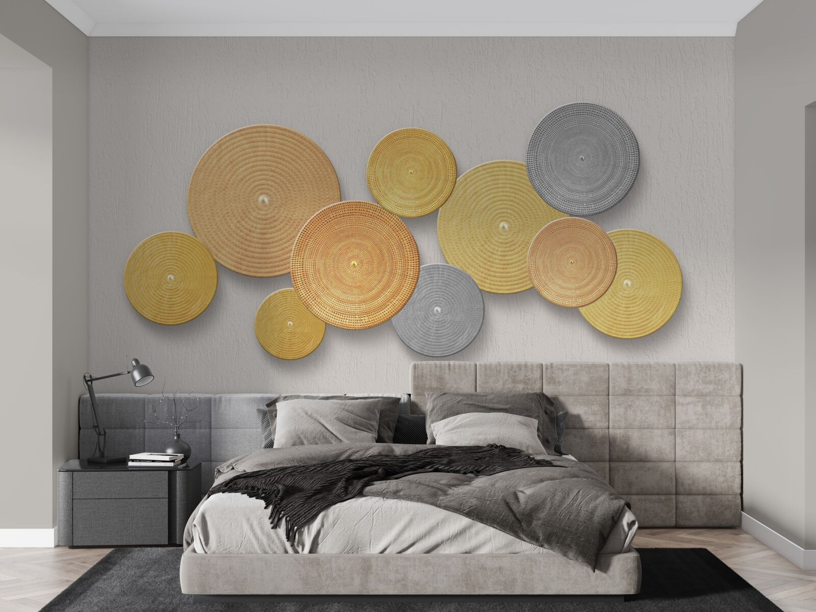 Fotobehang plakjes hout in verschillende kleuren