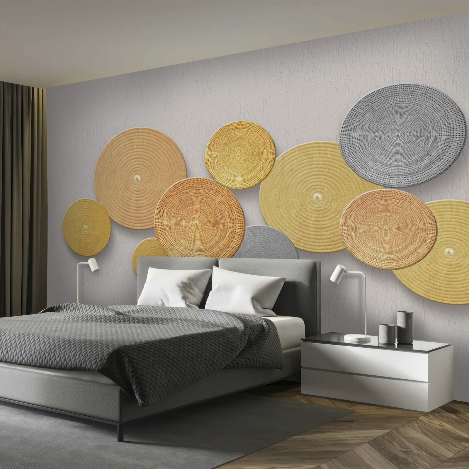 Fotobehang plakjes hout in verschillende kleuren