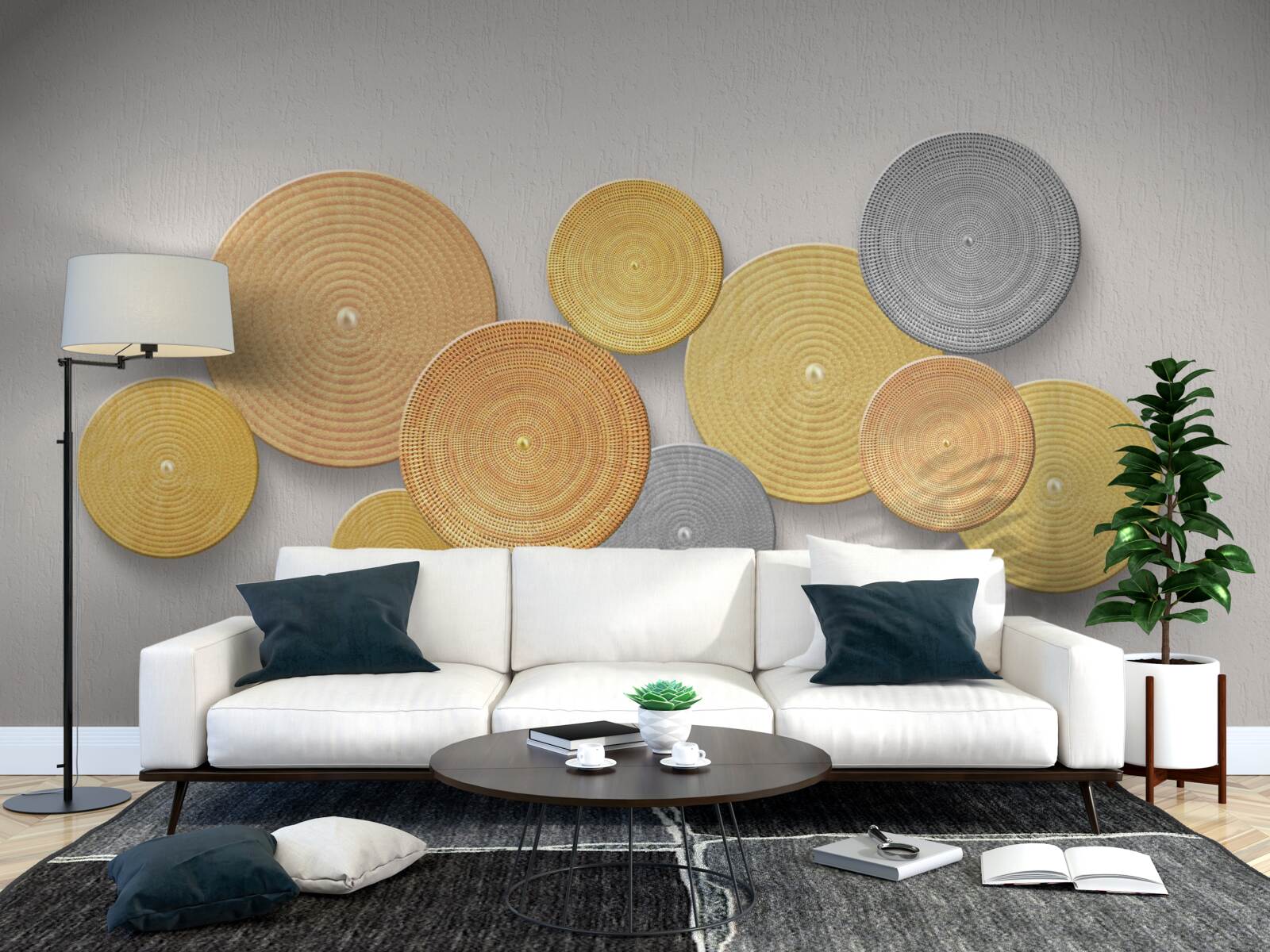 Fotobehang plakjes hout in verschillende kleuren