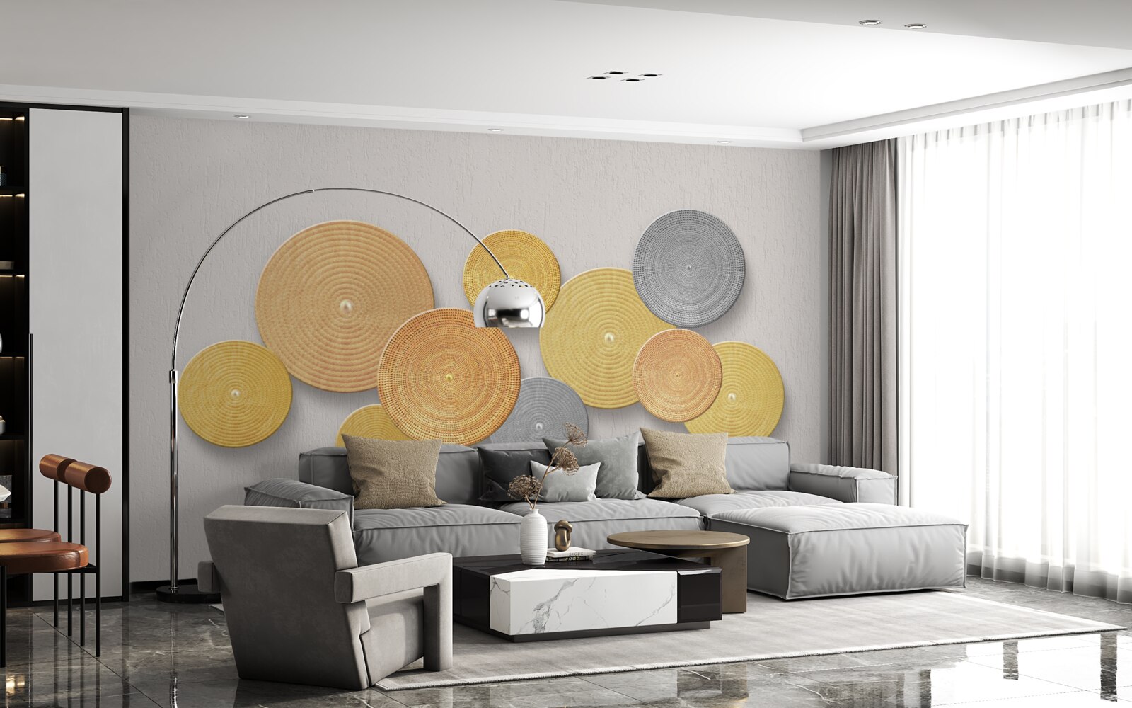 Fotobehang plakjes hout in verschillende kleuren