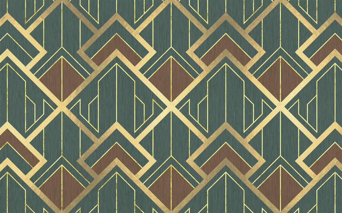 Fotobehang een ontwerp met verschillende vormen en gouden lijnen