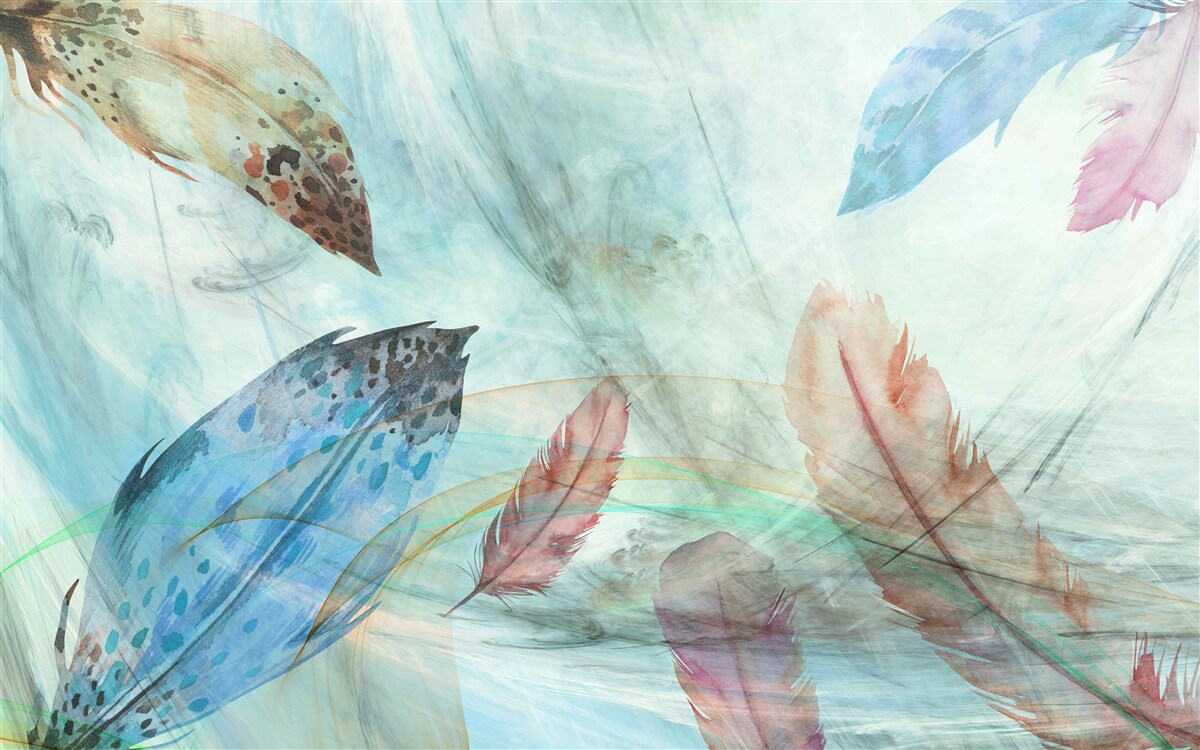 Fotobehang heldere pennen geschilderd met aquarelverf