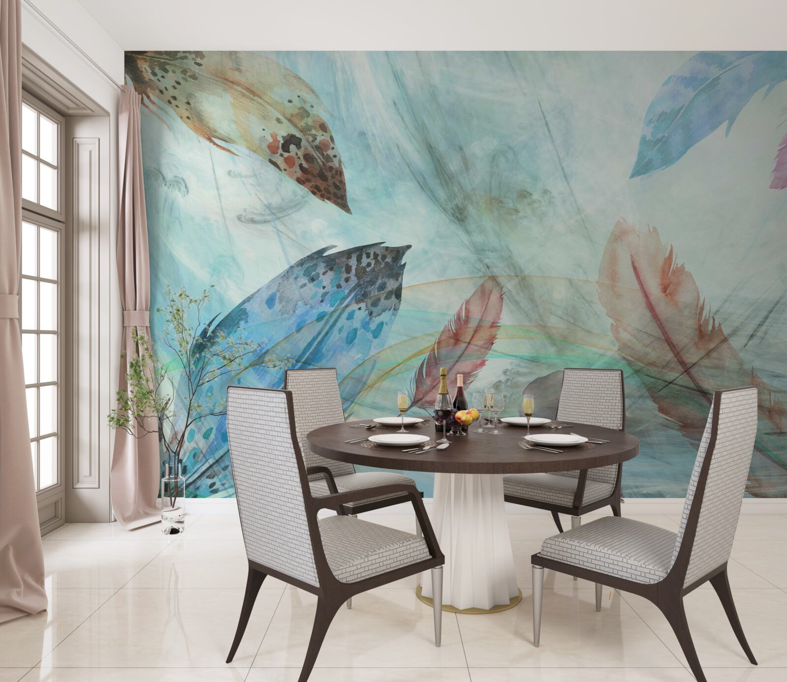 Fotobehang heldere pennen geschilderd met aquarelverf