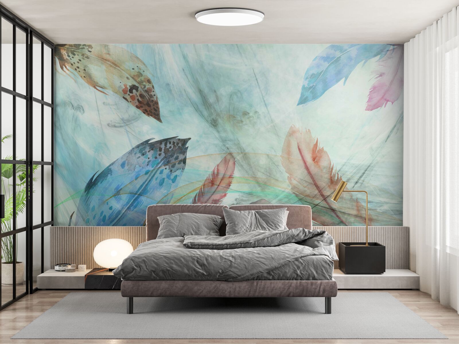 Fotobehang heldere pennen geschilderd met aquarelverf