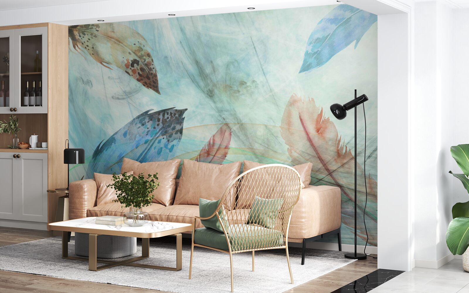 Fotobehang heldere pennen geschilderd met aquarelverf