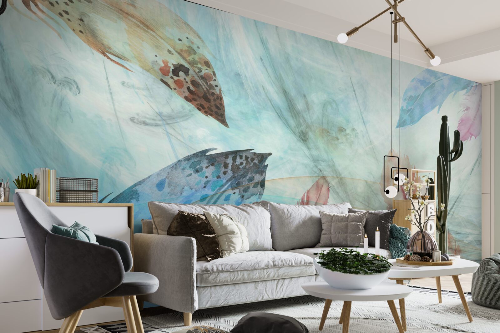 Fotobehang heldere pennen geschilderd met aquarelverf