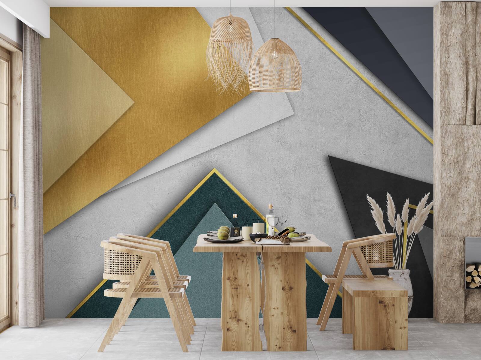 Fotobehang driehoeken van verschillende tinten