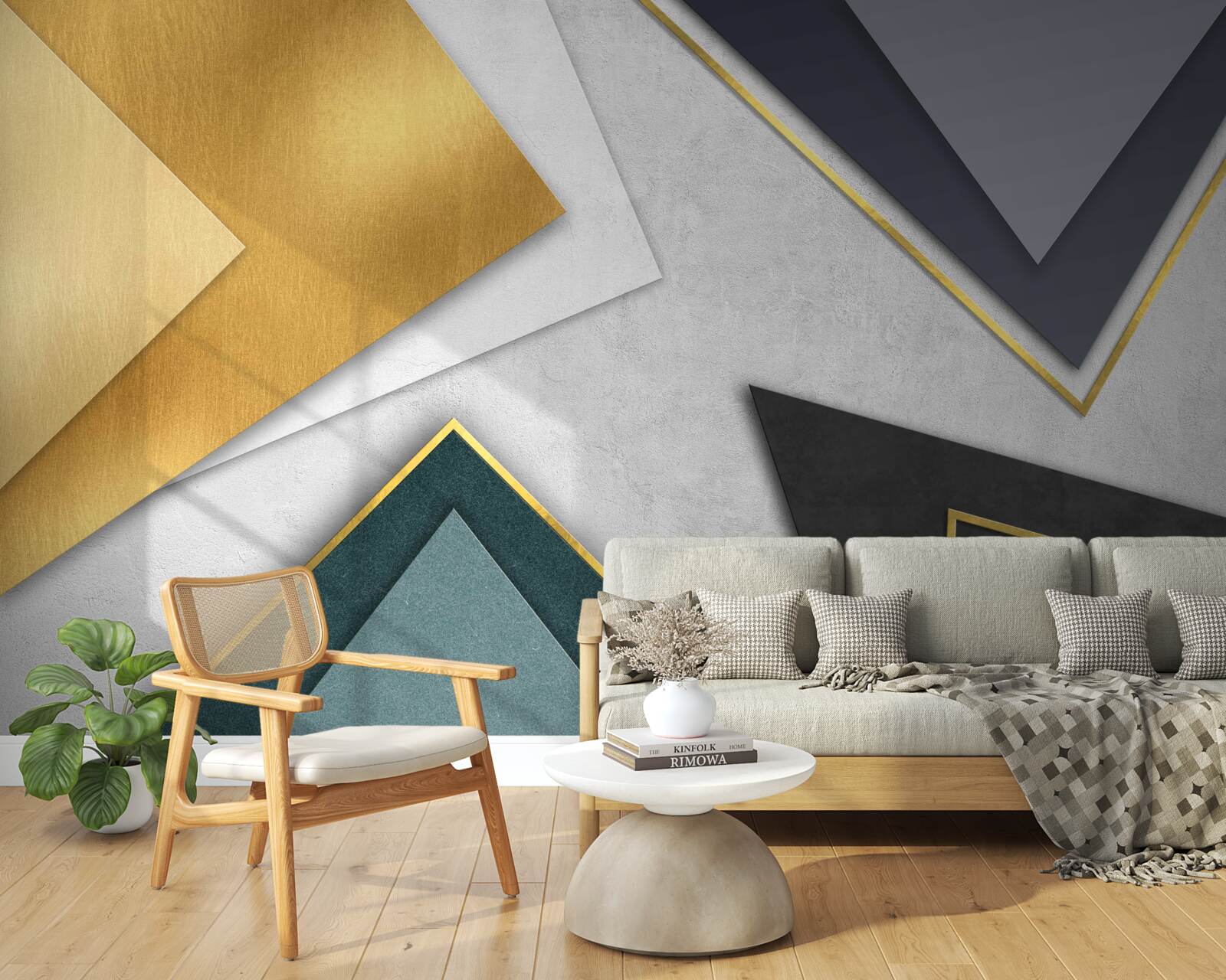 Fotobehang driehoeken van verschillende tinten