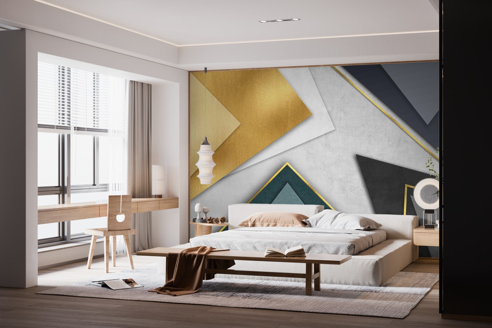 Fotobehang driehoeken van verschillende tinten