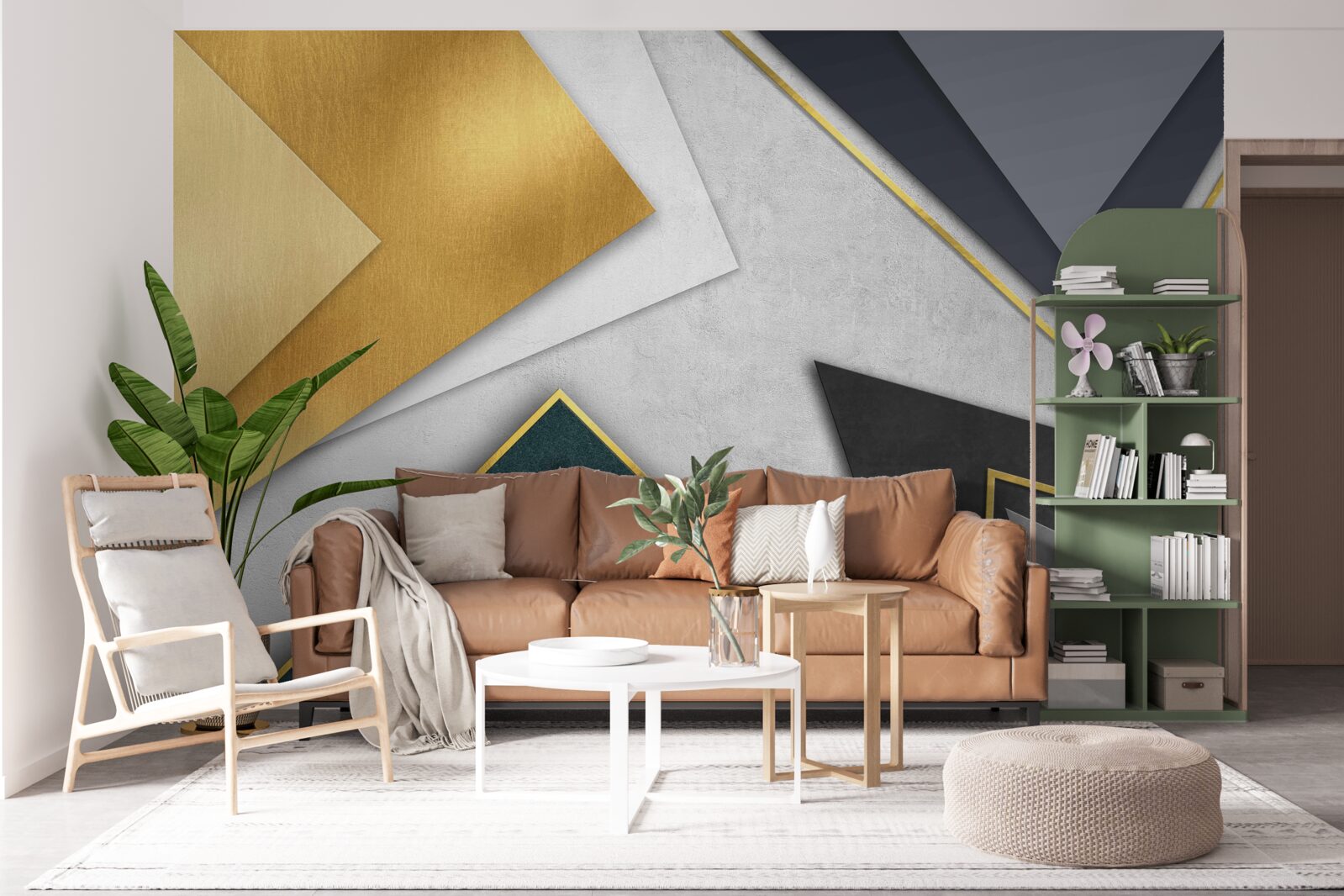 Fotobehang driehoeken van verschillende tinten