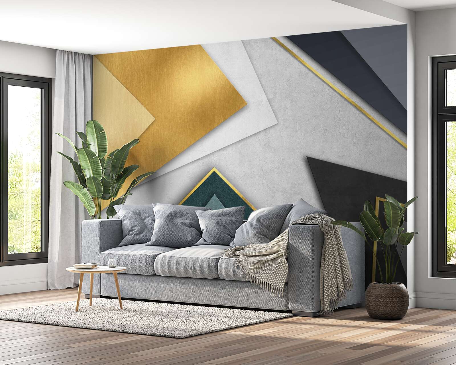 Fotobehang driehoeken van verschillende tinten