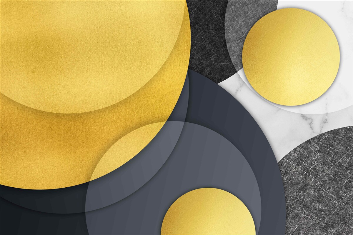 Fotobehang gouden ballen zweven in de lucht