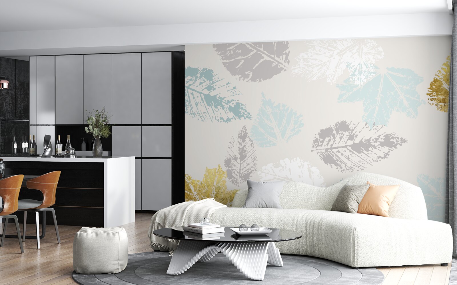 Fotobehang herfstbladeren laten hun sporen na op de verf