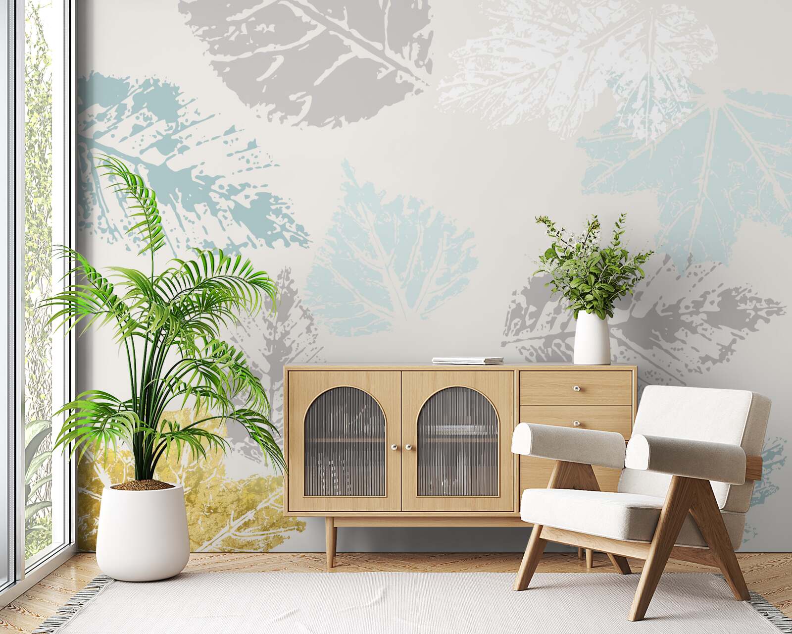 Fotobehang herfstbladeren laten hun sporen na op de verf