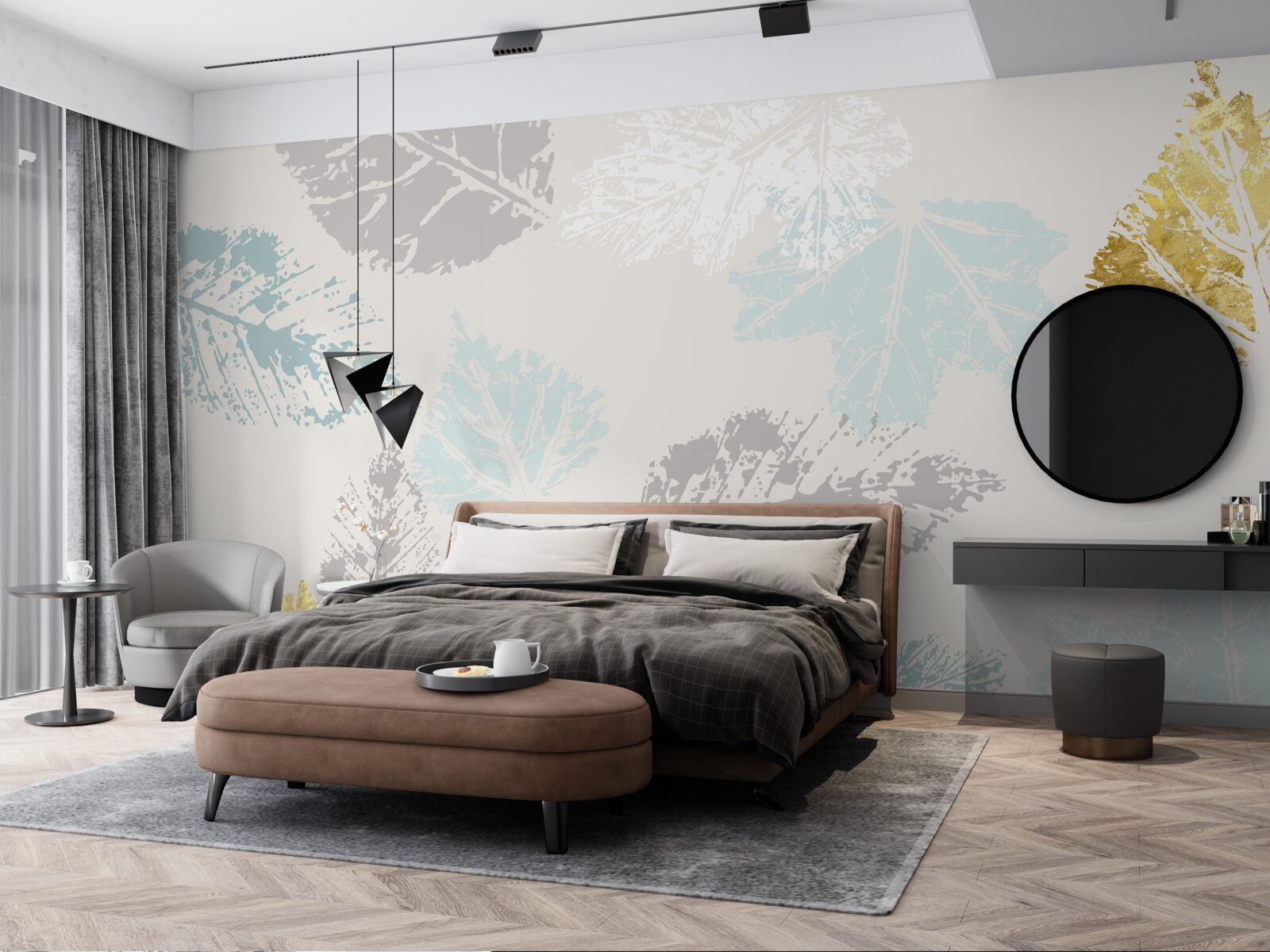 Fotobehang herfstbladeren laten hun sporen na op de verf